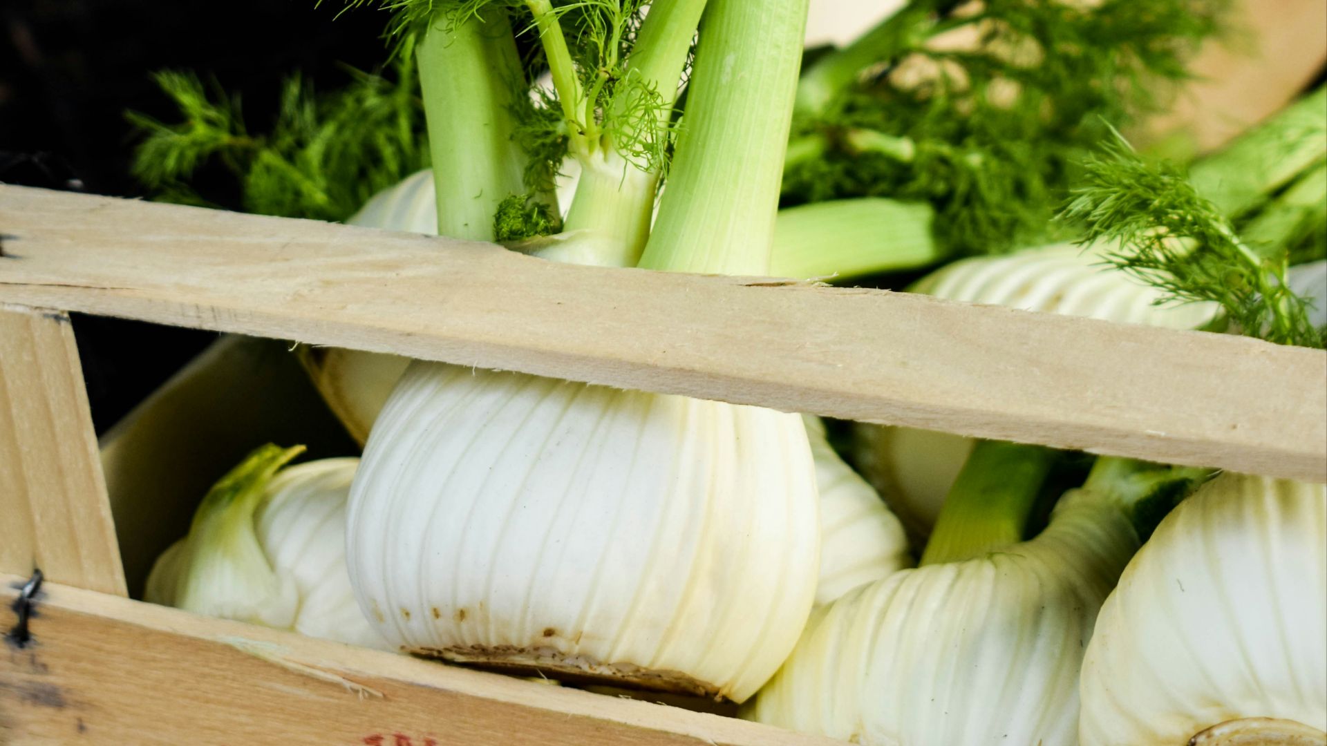 a crate filled with lots of green vegetables