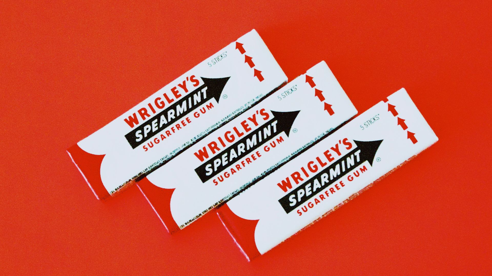 three Wrigley's spearmint gum packs
