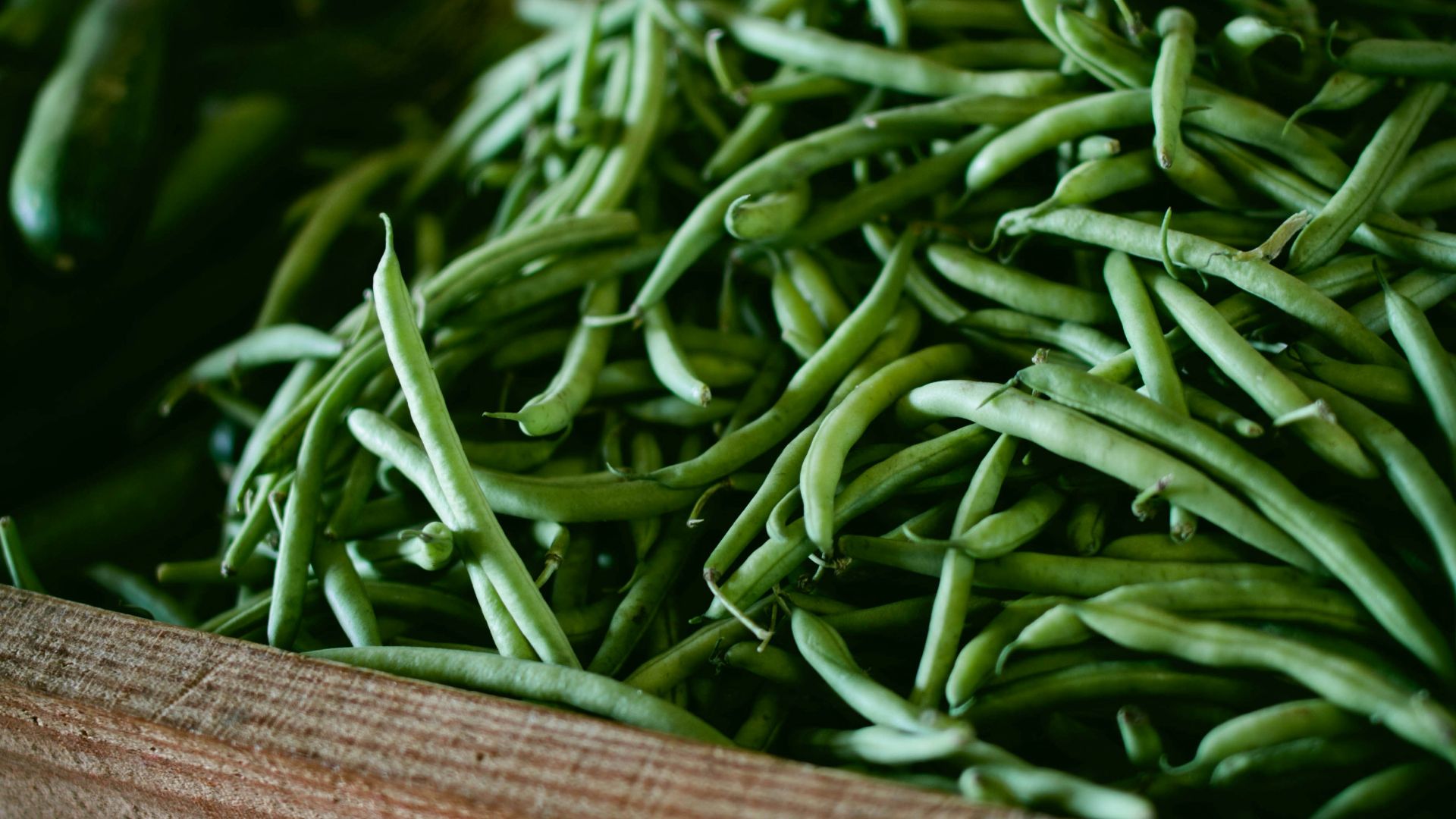 focus photography of green string beans
