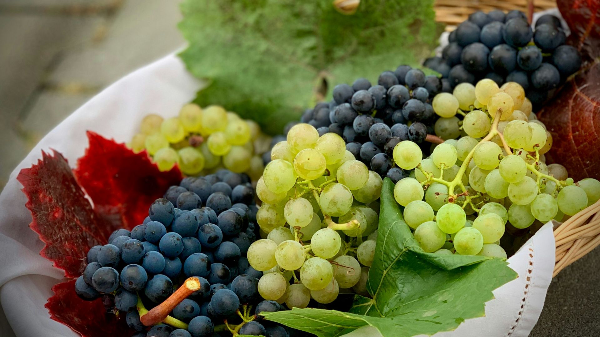 green grapes on white ceramic bowl