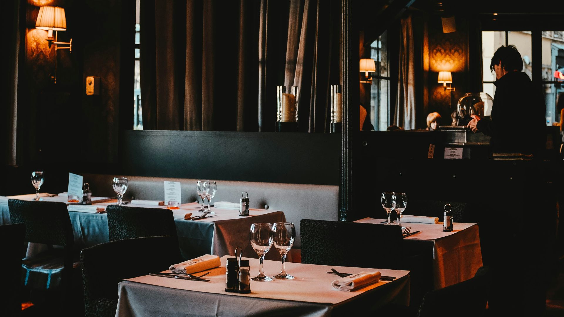 empty table and chairs inside building