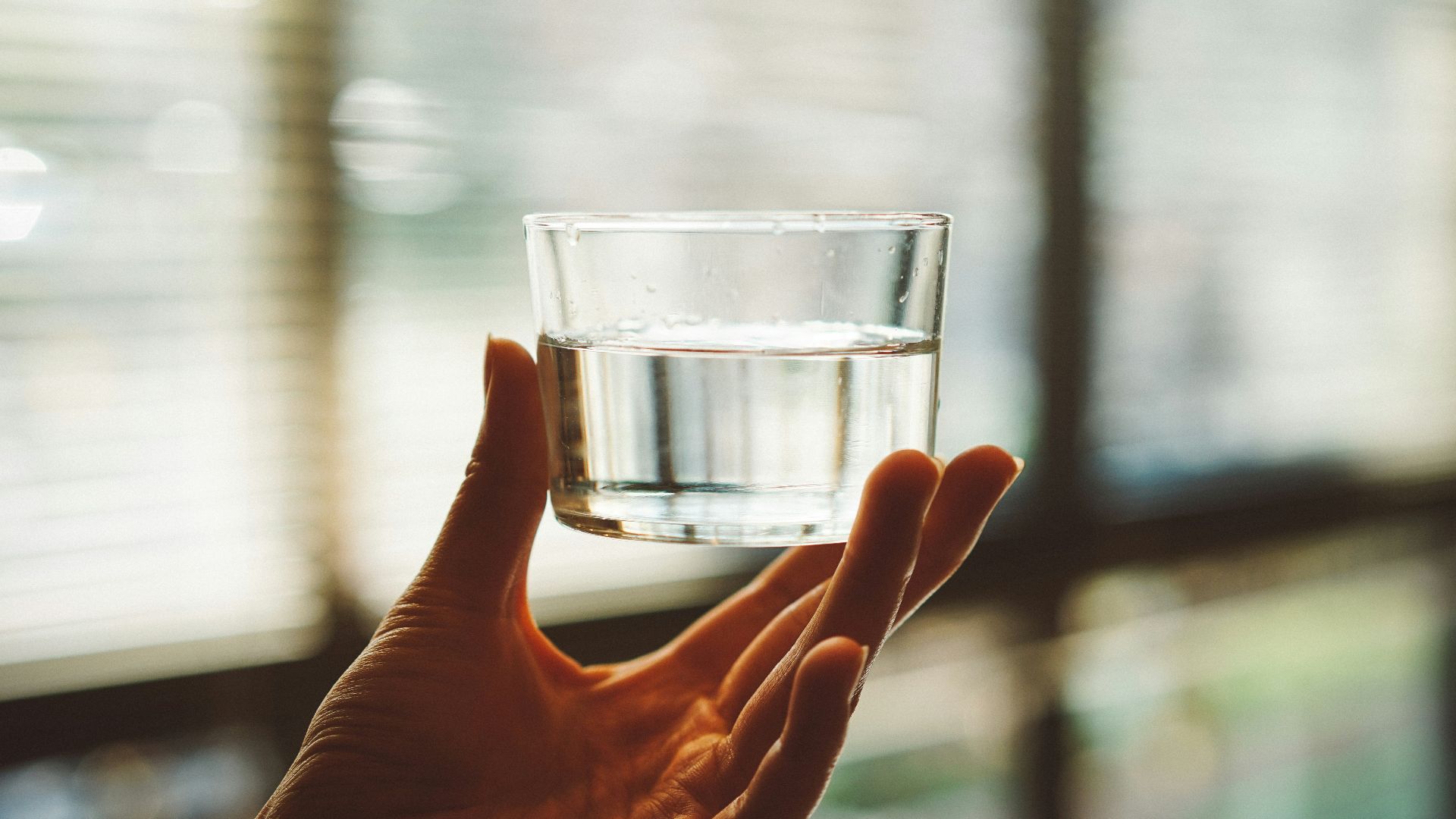 person holding clear glass cup with half-filled water