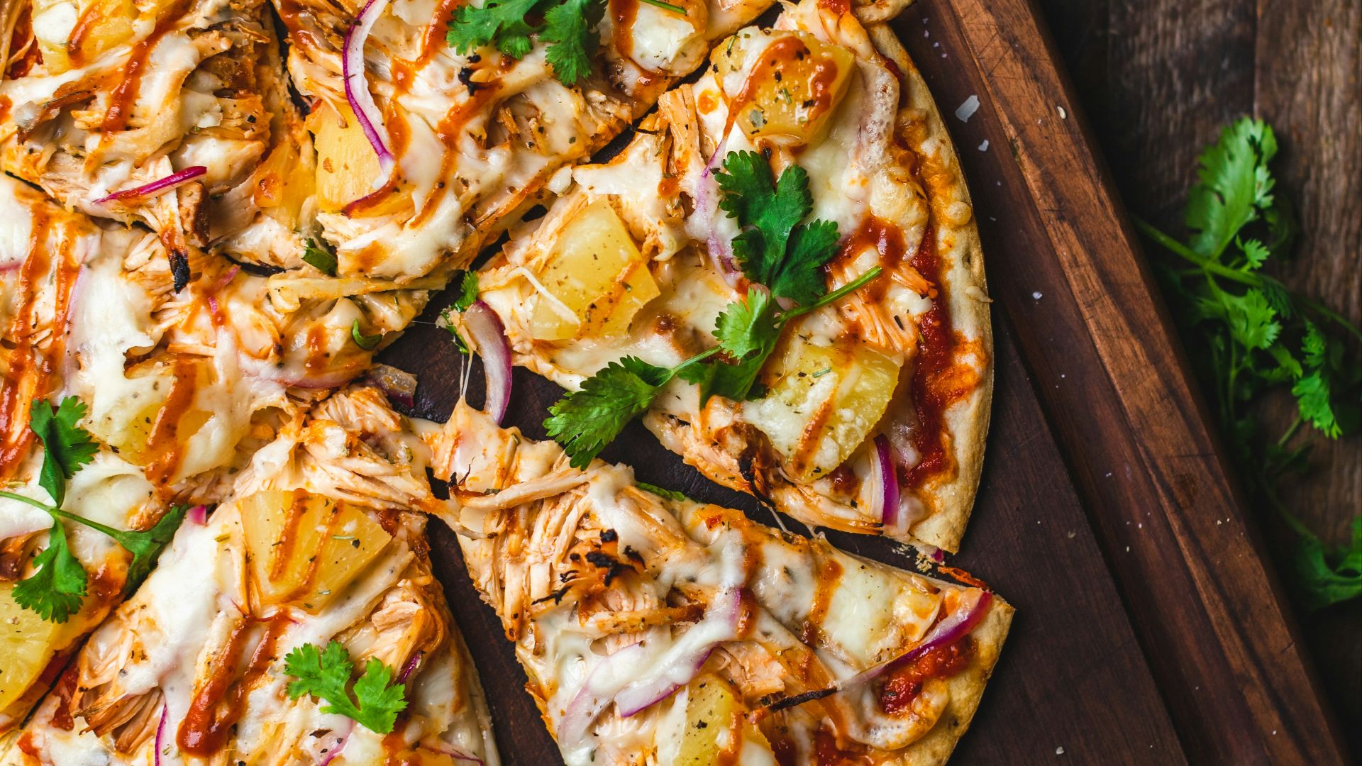 pizza on chopping board