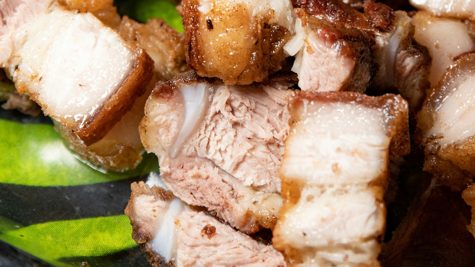 cooked food on green plate