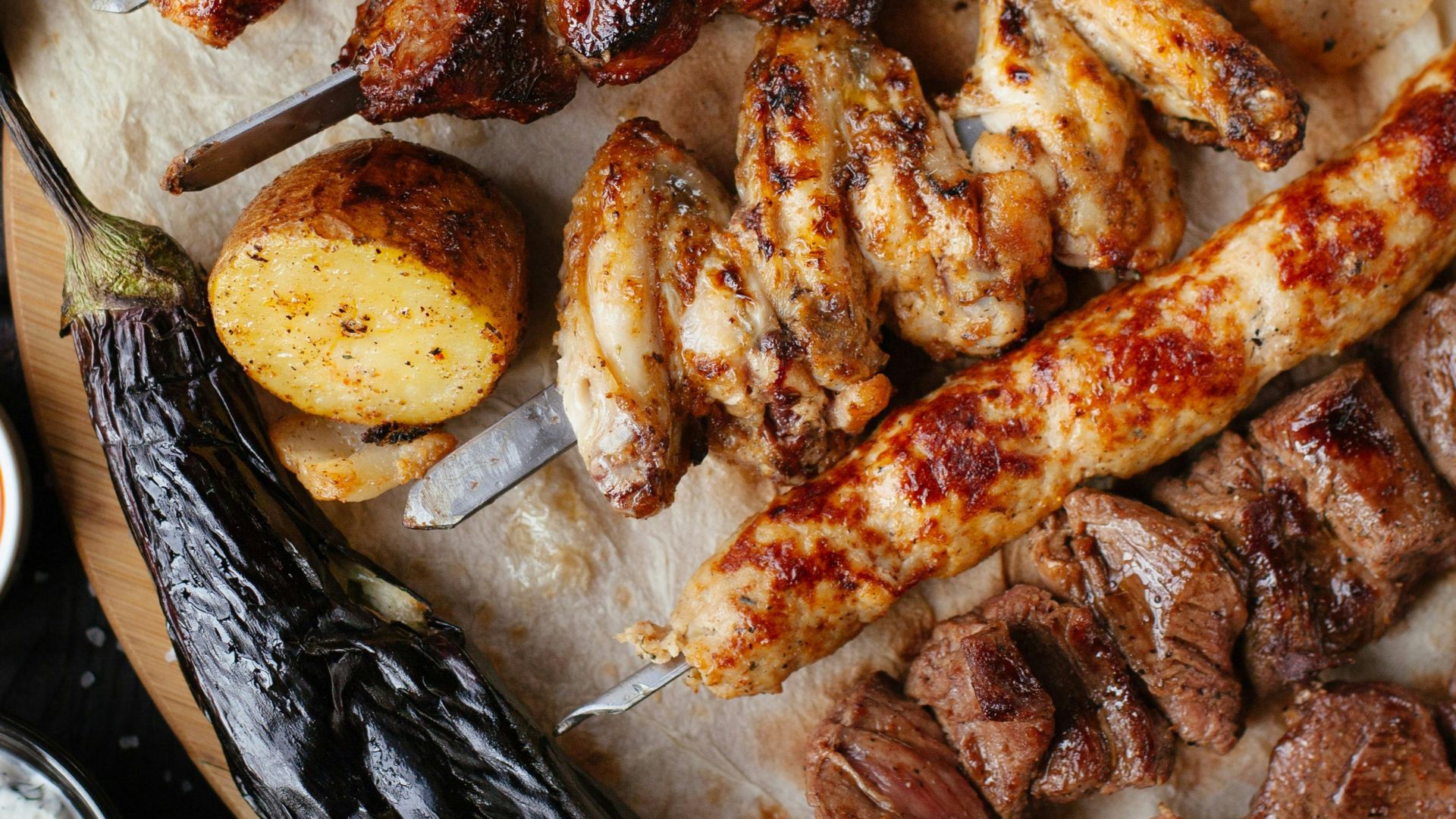 grilled meat and vegetable on the table