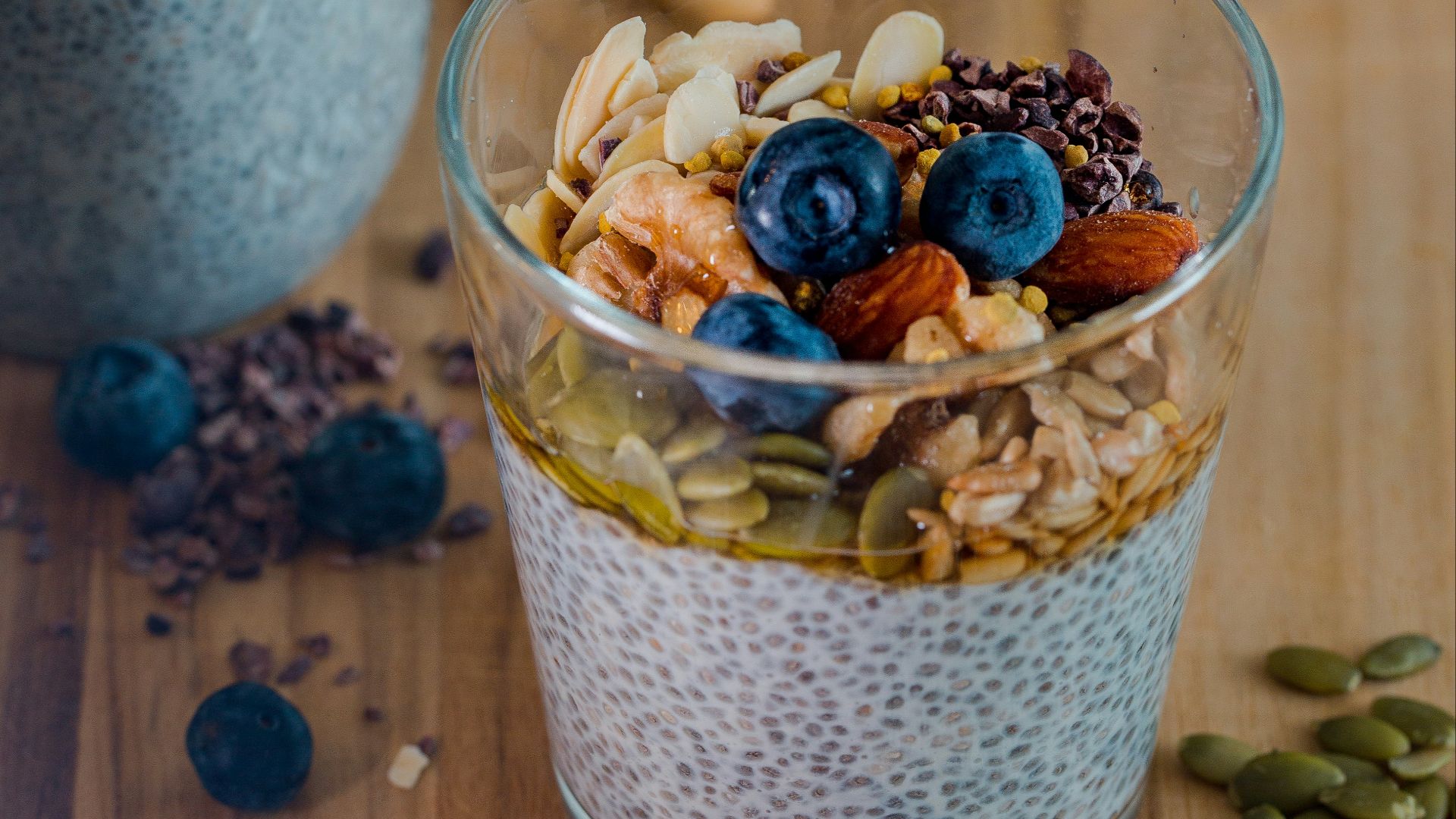 clear drinking glass with seeds