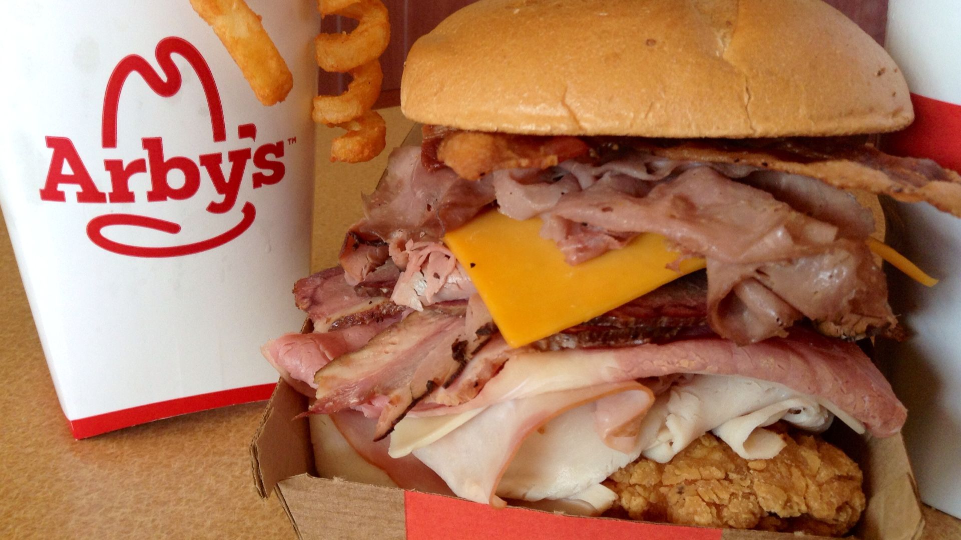 File:Arby's Meat Mountain Sandwich, 9 2014 by Mike Mozart of TheToyChannel and JeepersMedia on YouTube (14933014360).jpg