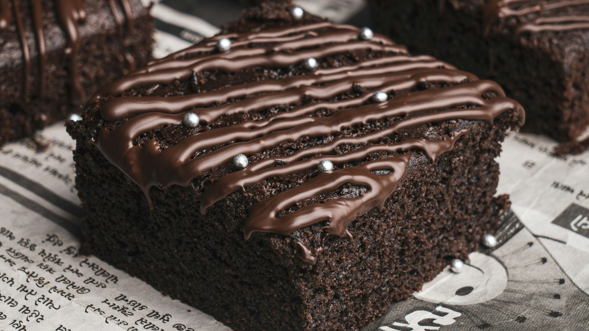 chocolate cake on white paper