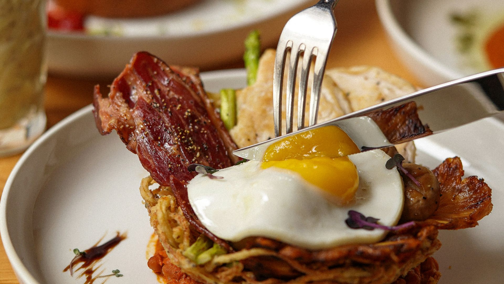 a person is eating a plate of food