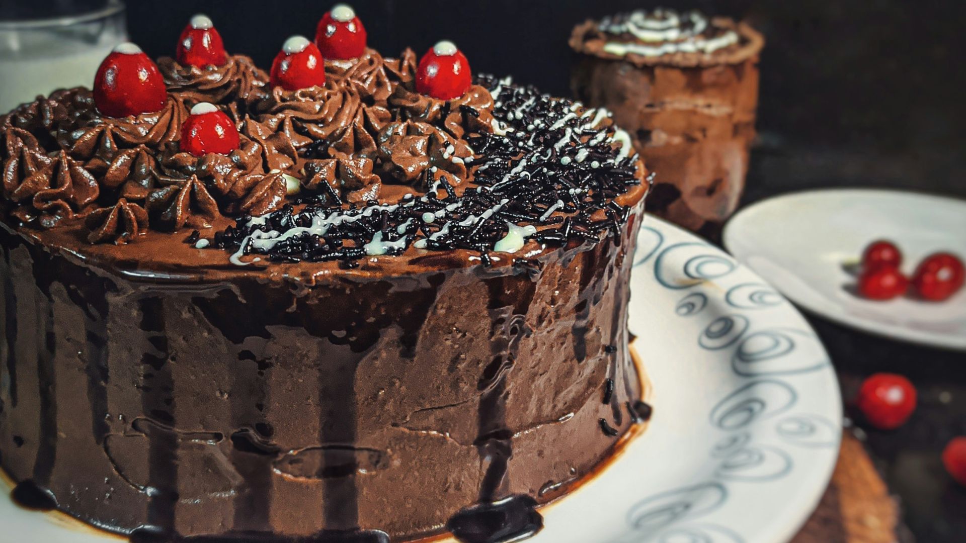 chocolate cake on white ceramic plate