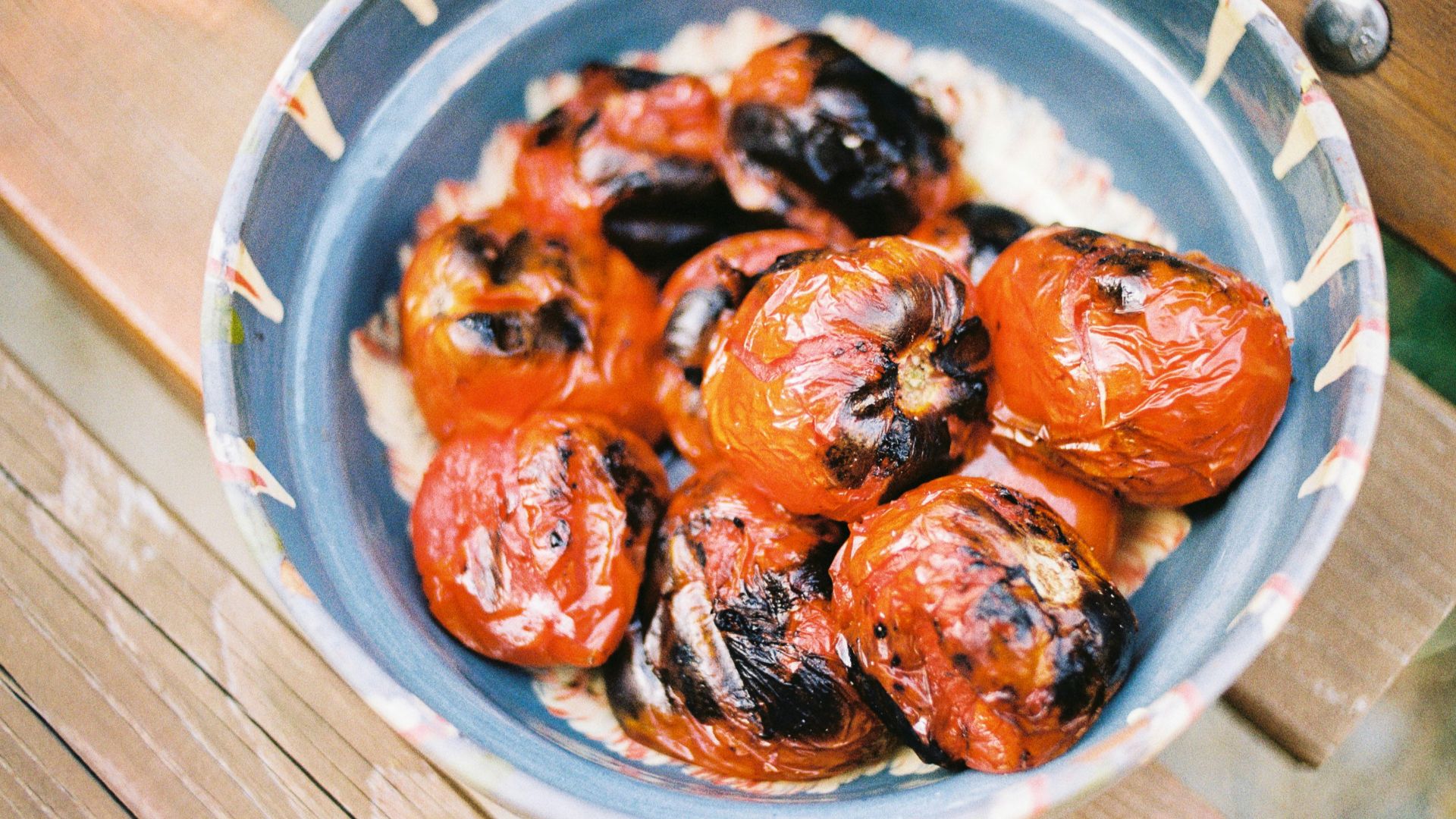 brown bread on blue ceramic bowl