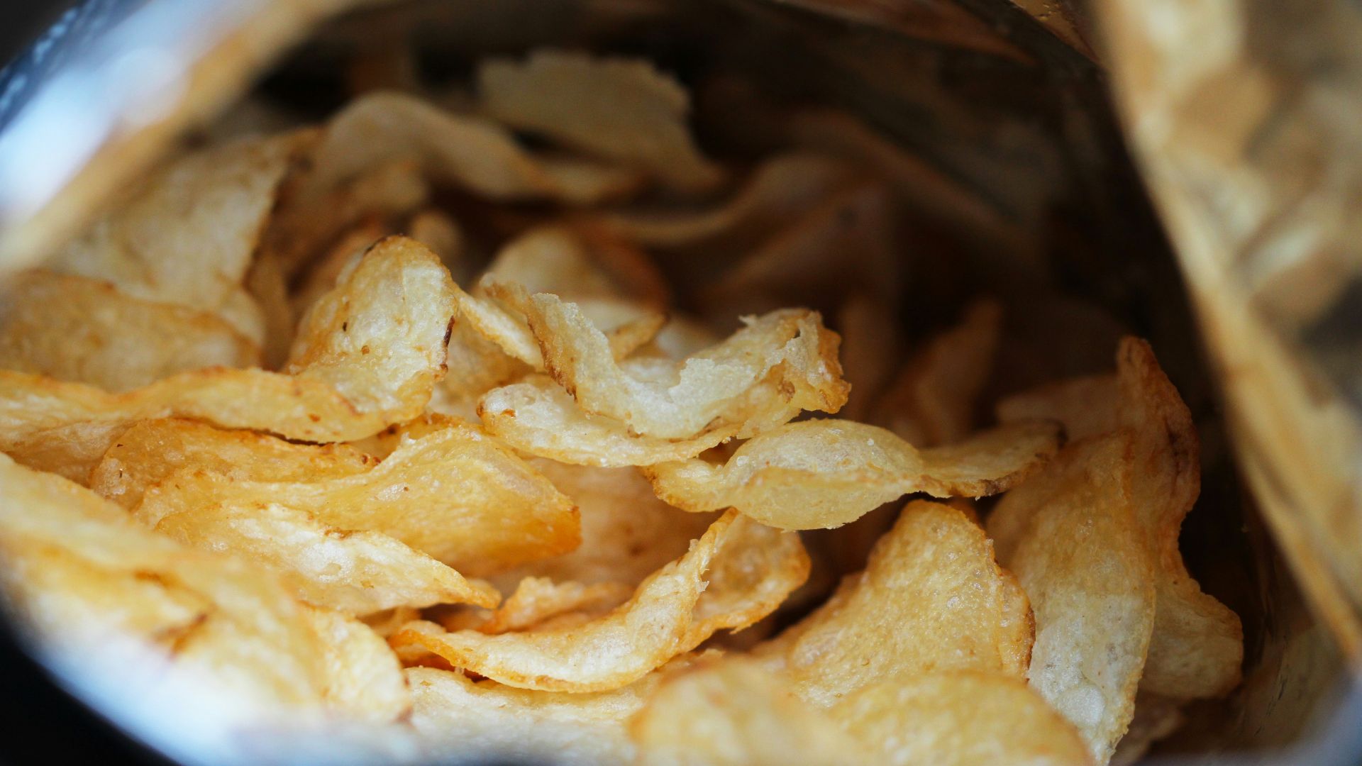 a close up of a bag of potato chips