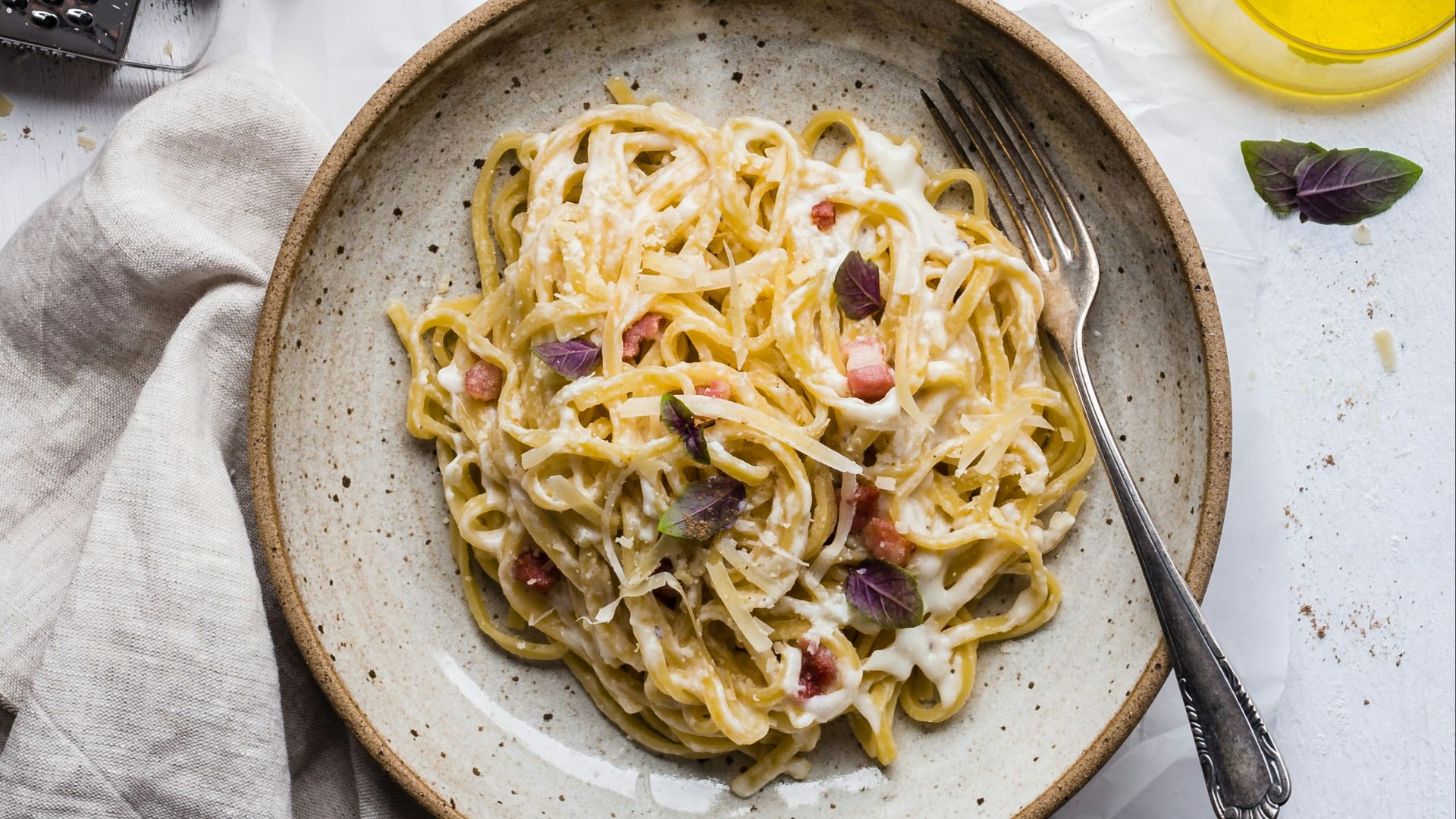 pasta on plate with fork