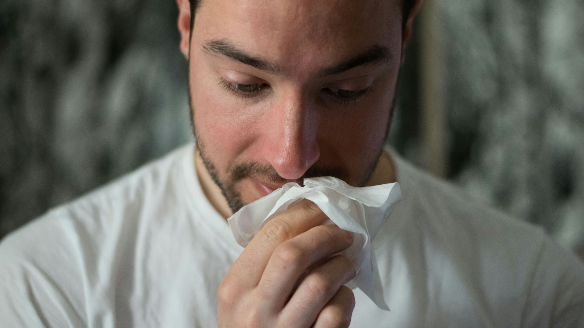 man wiping mouse with tissue paper