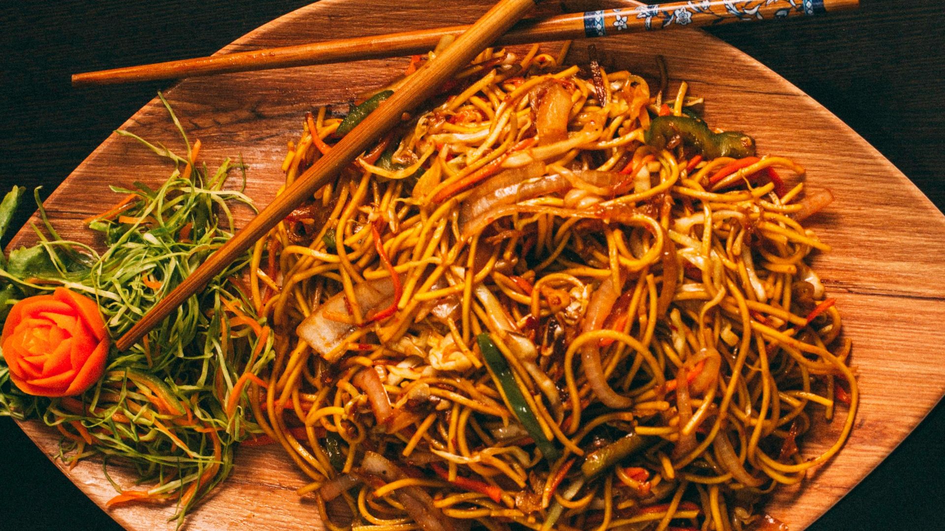 pasta dish on brown ceramic plate