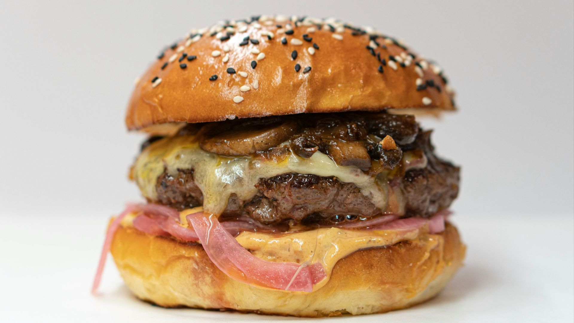burger with ham and cheese
