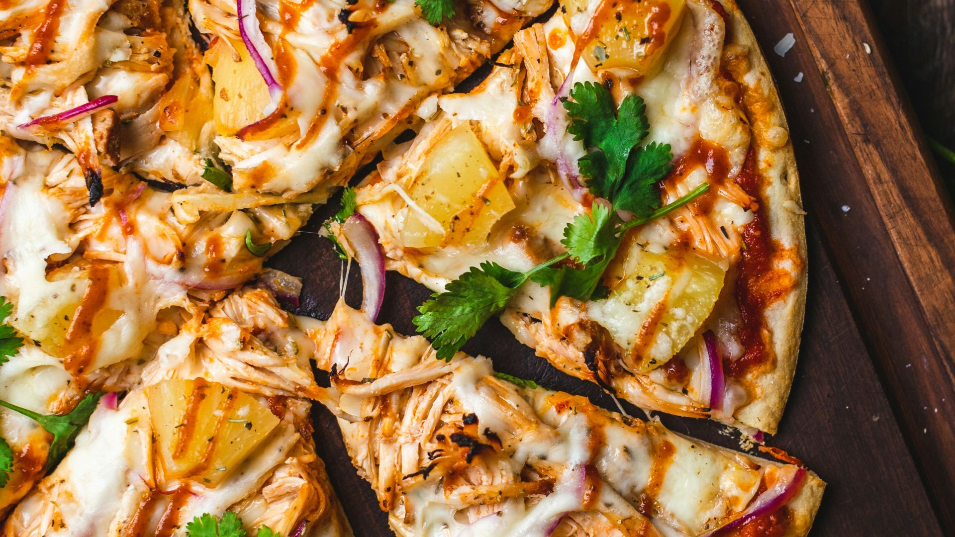 pizza on chopping board