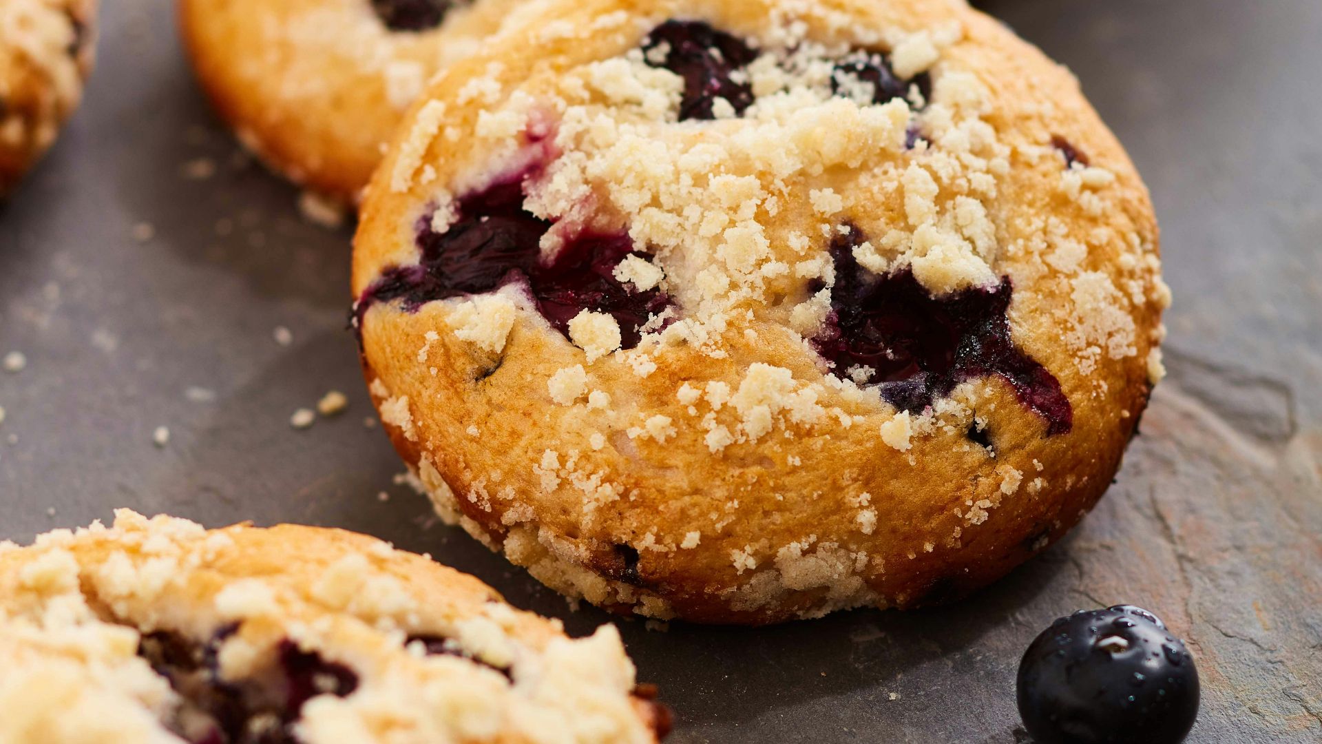 cookies with blueberry on side