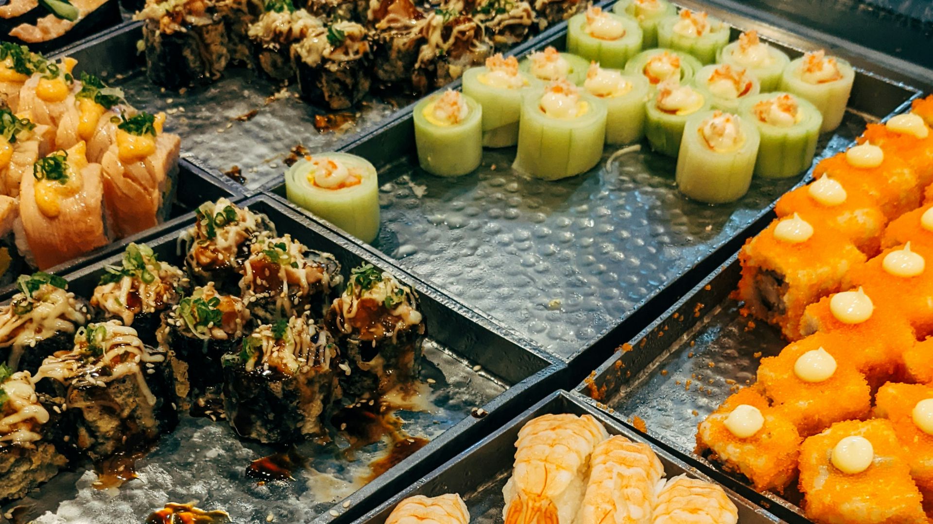 a bunch of different types of food