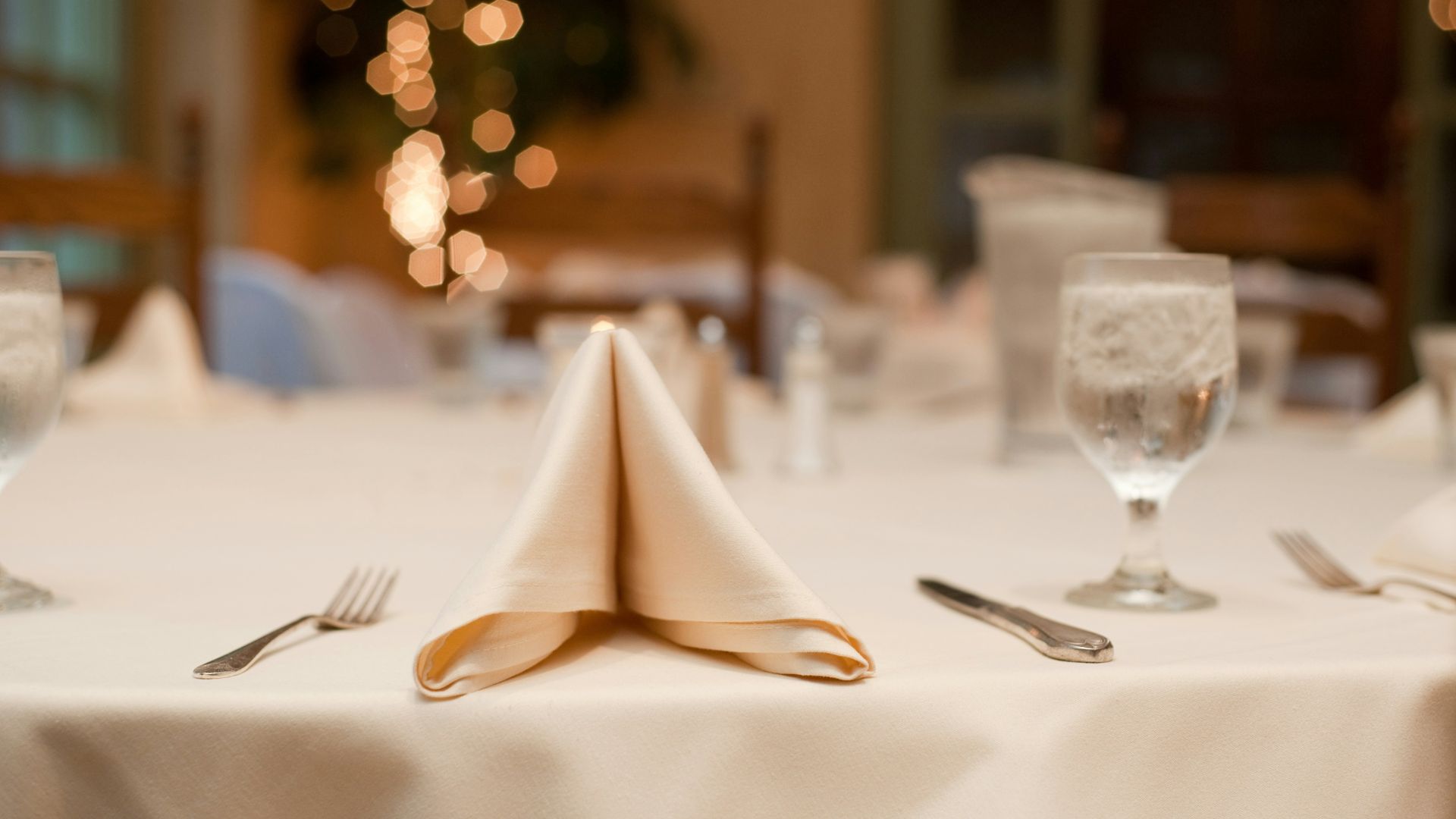 white handkerchief on table