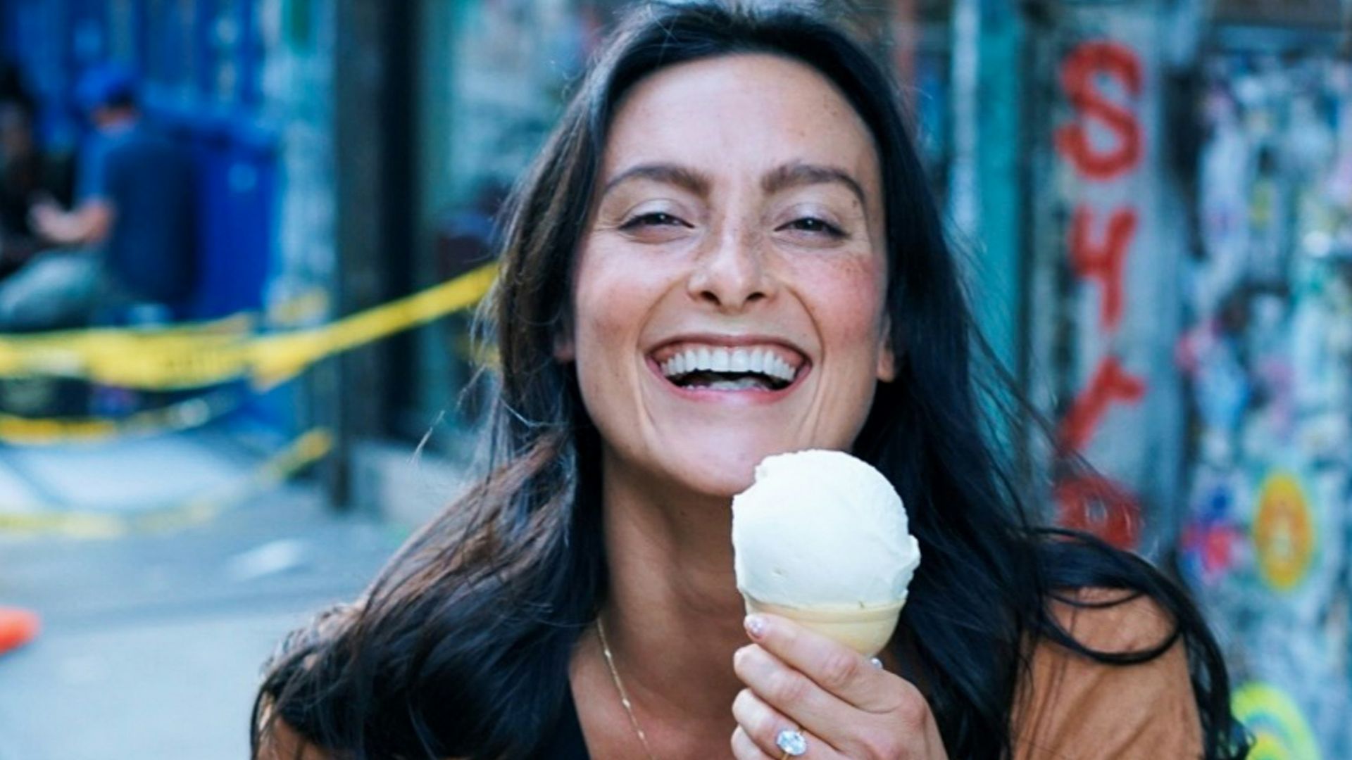 woman holding ice cream