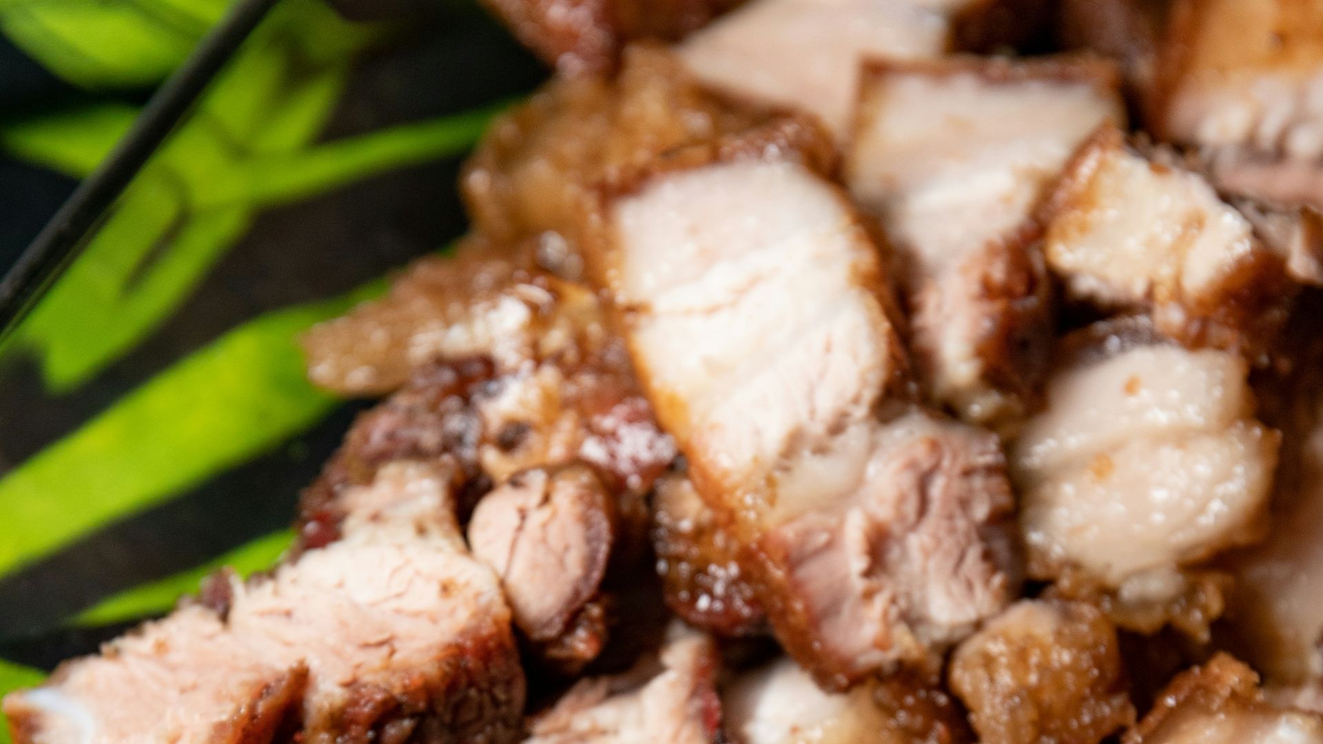 cooked food on green plate