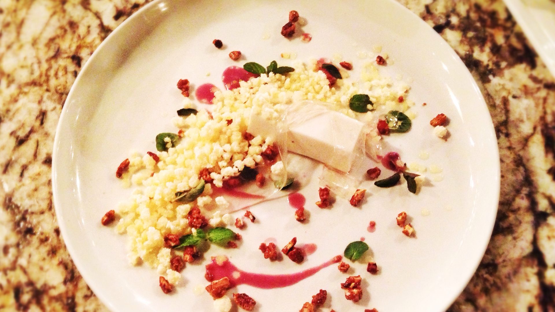 File:Coconut Panna Cotta Candied Pecans, Vanilla Orange Granita, Glühwein Silken Tofu, Ginger Beer Gel.jpg