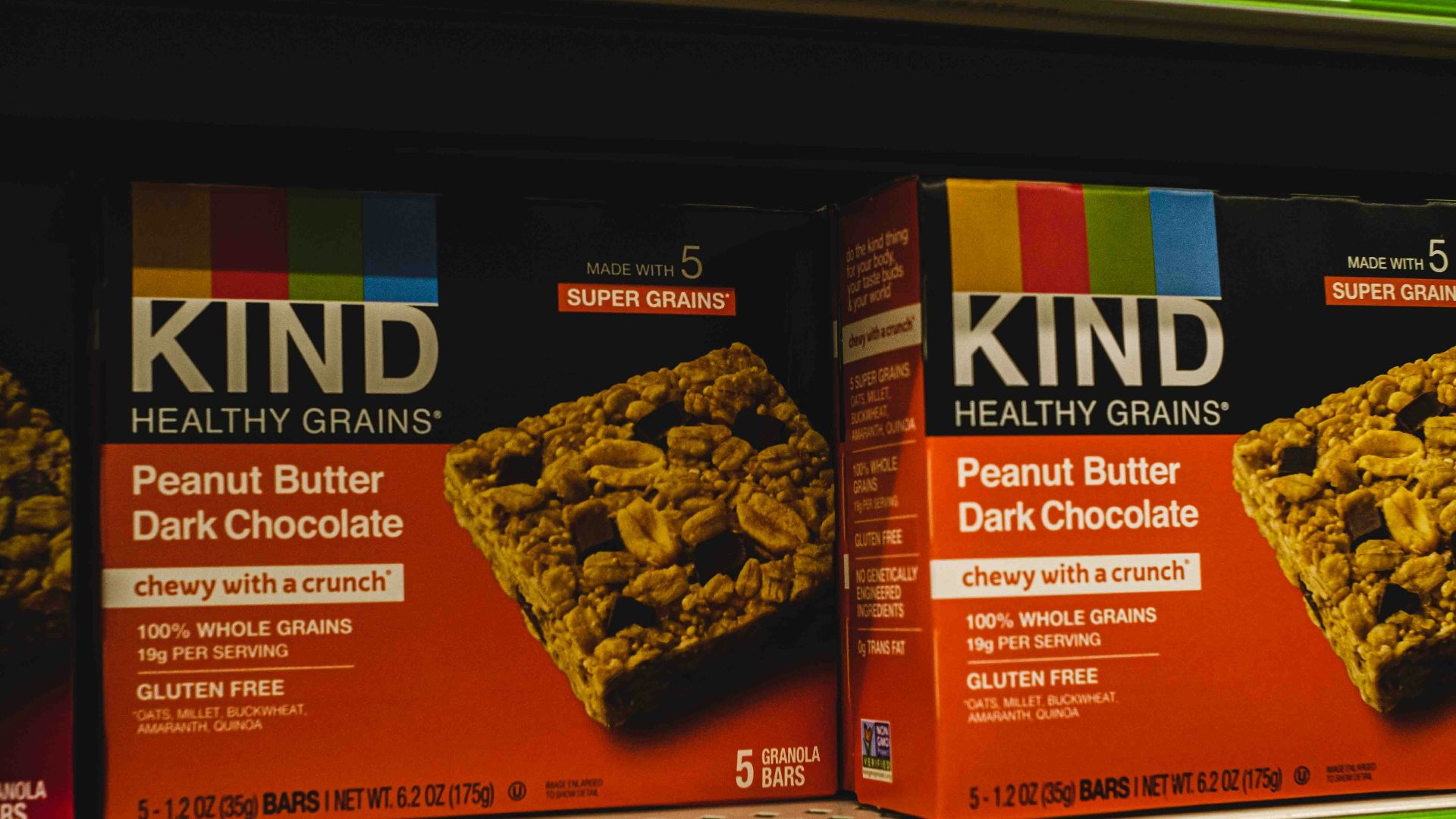 some kind of granola bar on a store shelf