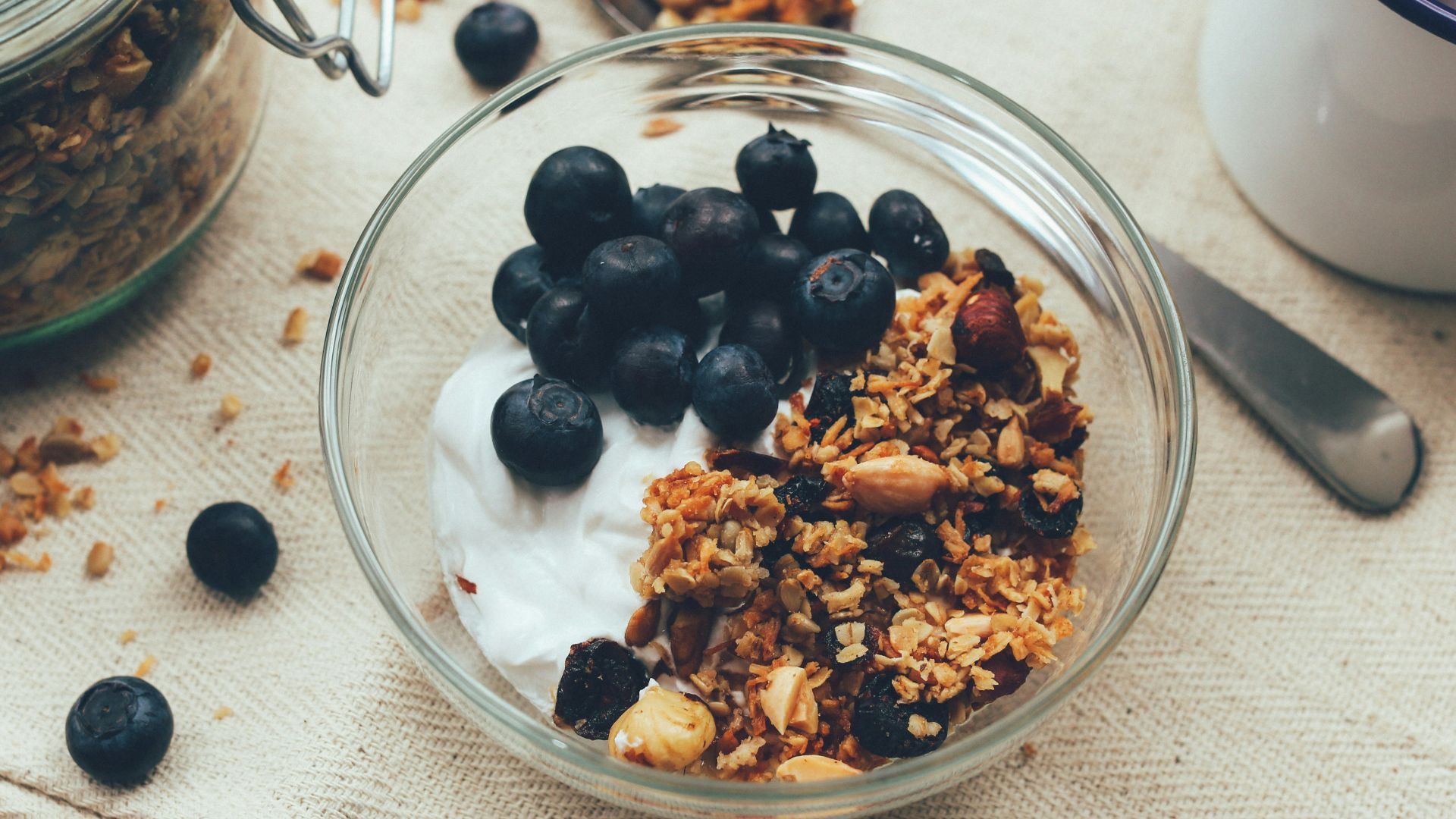 berry and nuts in clear glass bowl