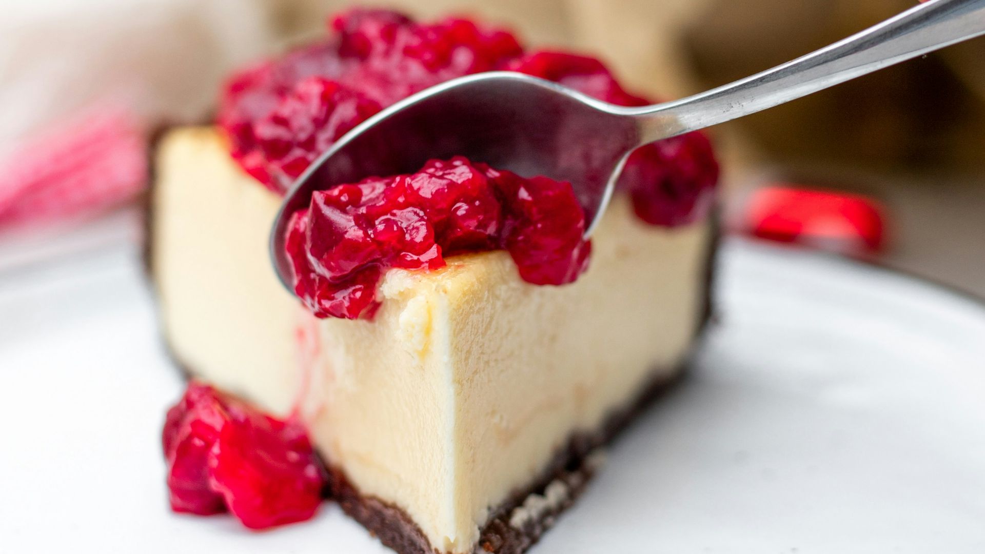 cheesecake with pink toppings