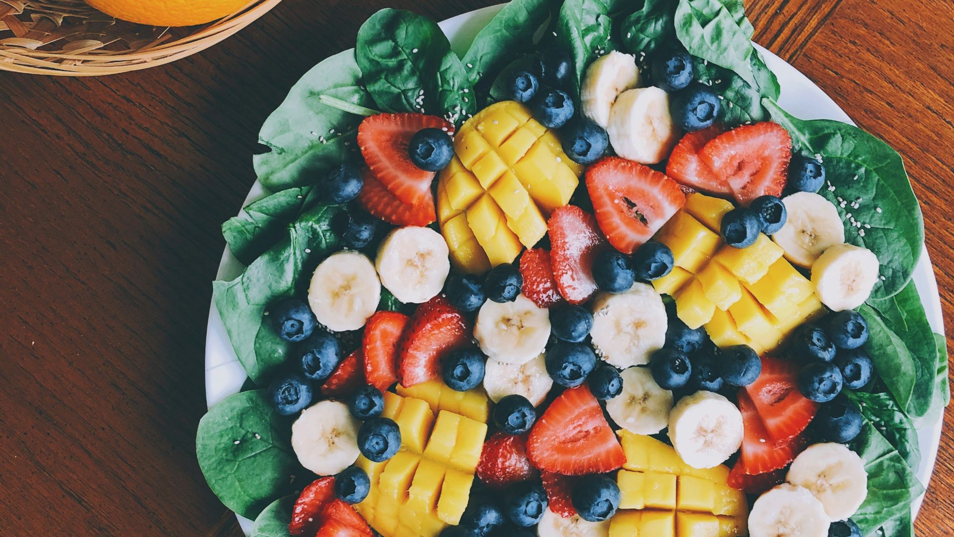 fruit salad on white plate