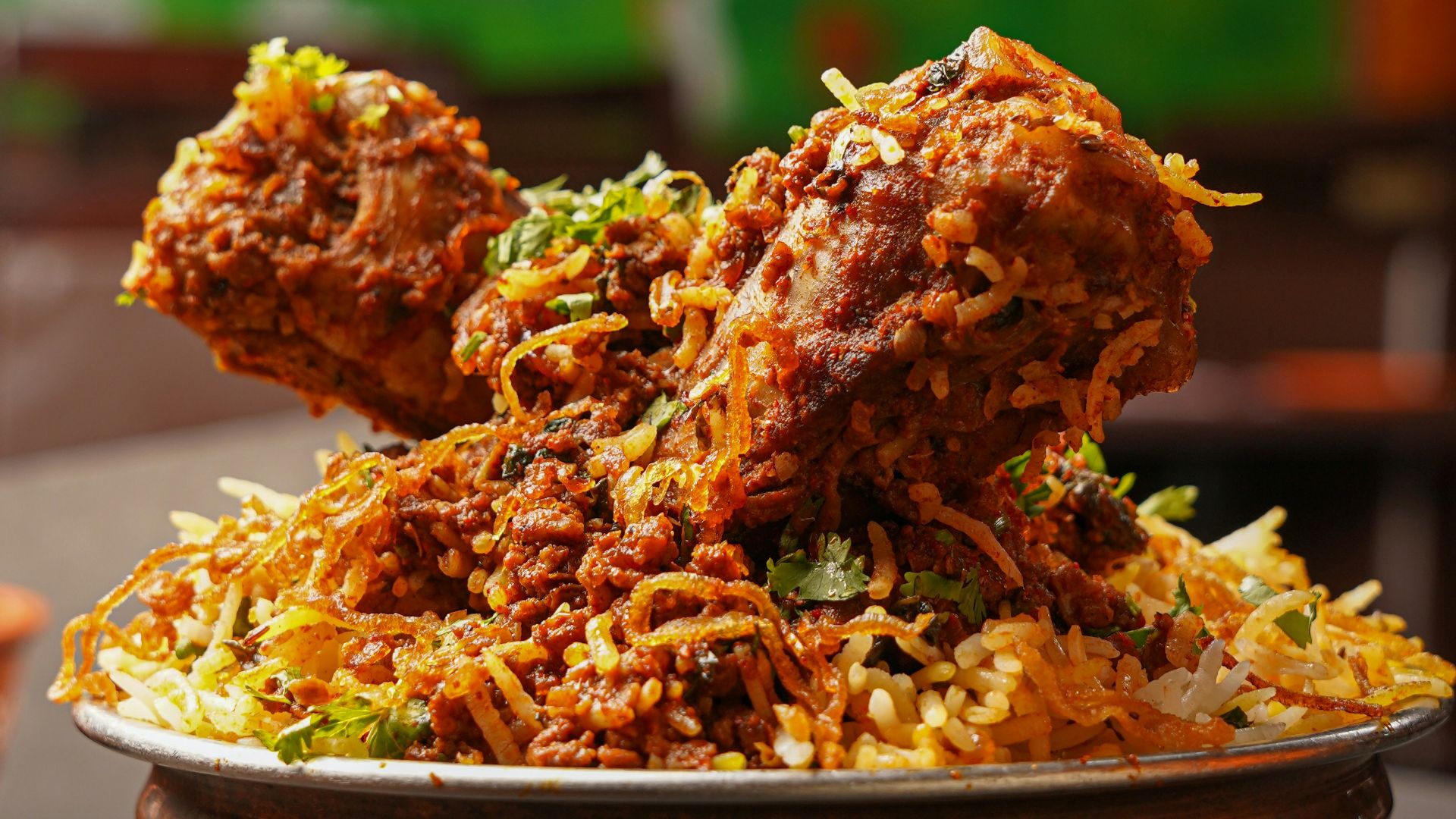 a plate of food on a table in a restaurant