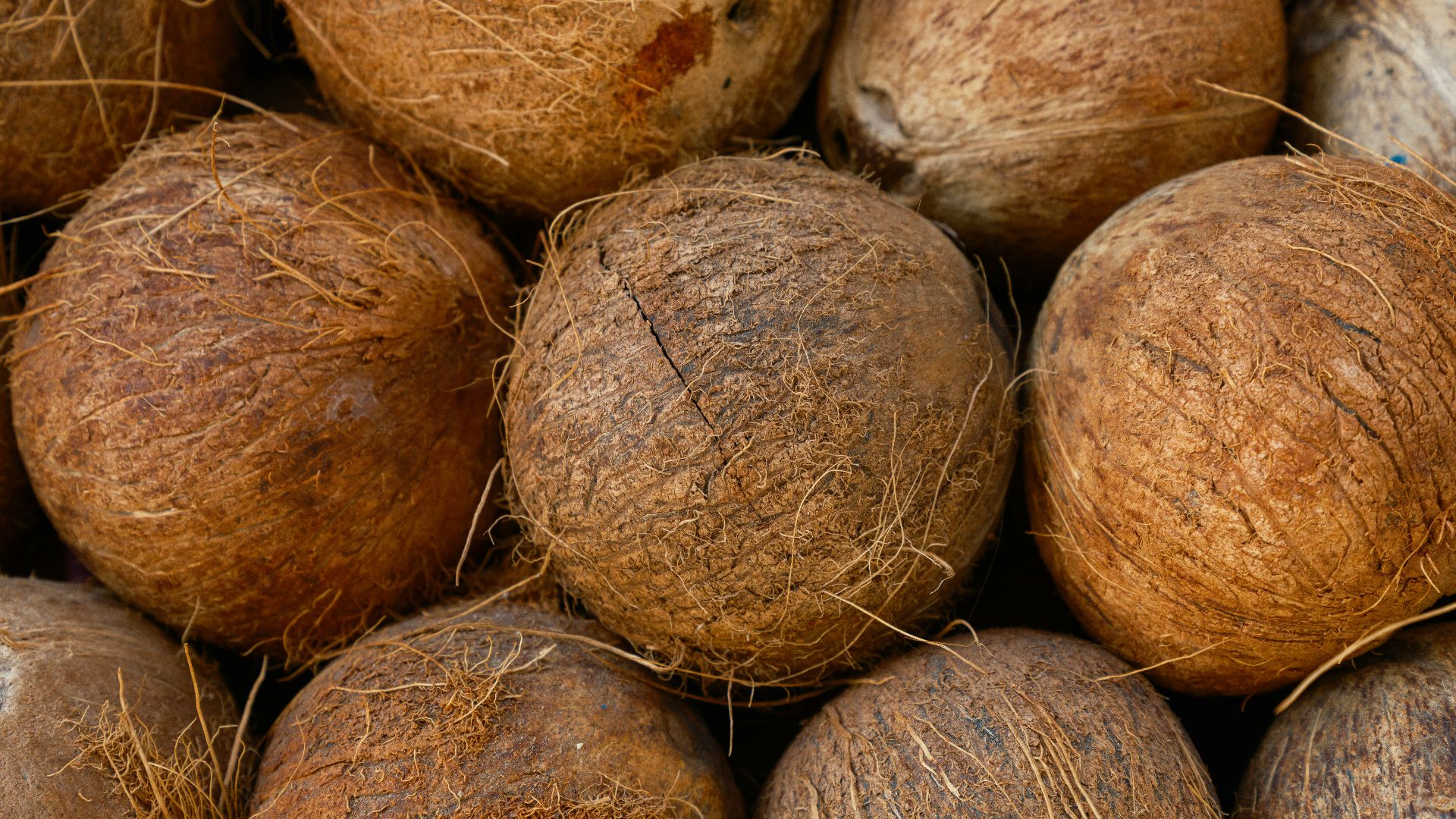 a pile of coconuts sitting on top of each other