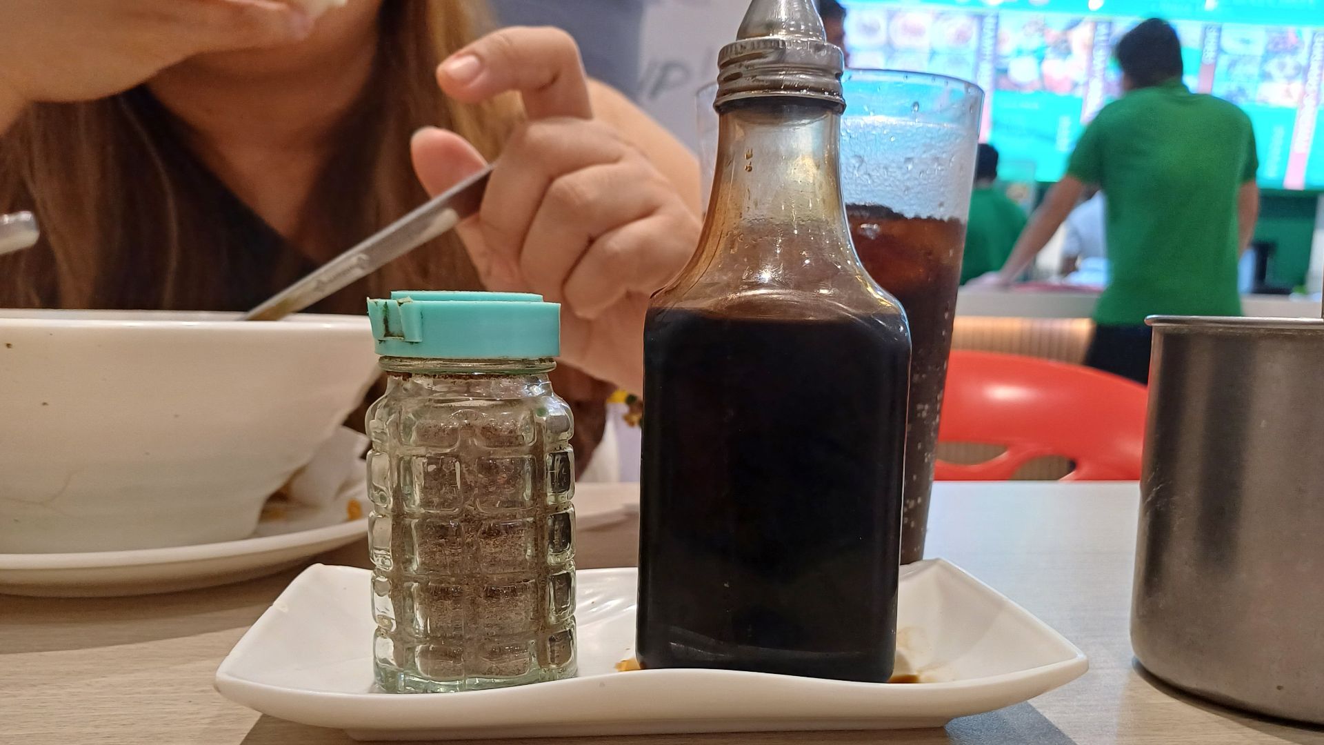 File:Soy sauce and pepper at a restaurant.jpg