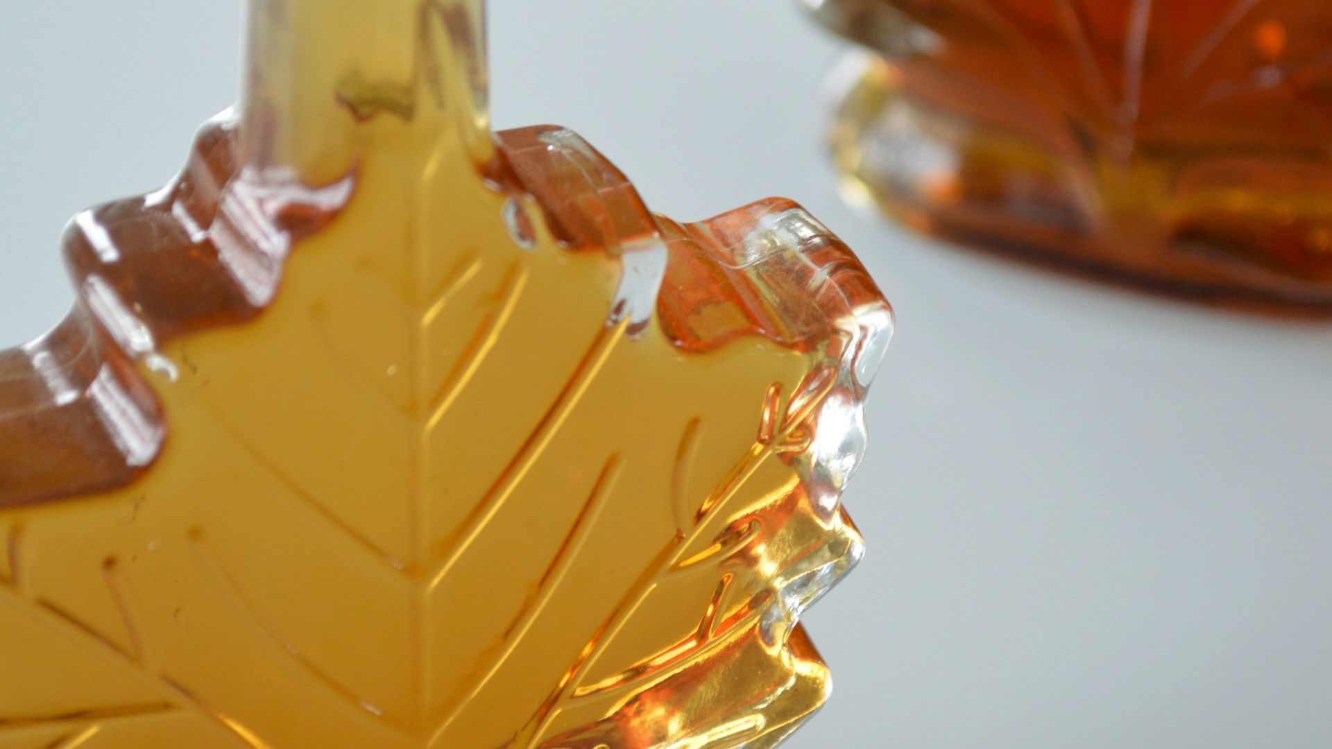 leaf shaped glass bottle
