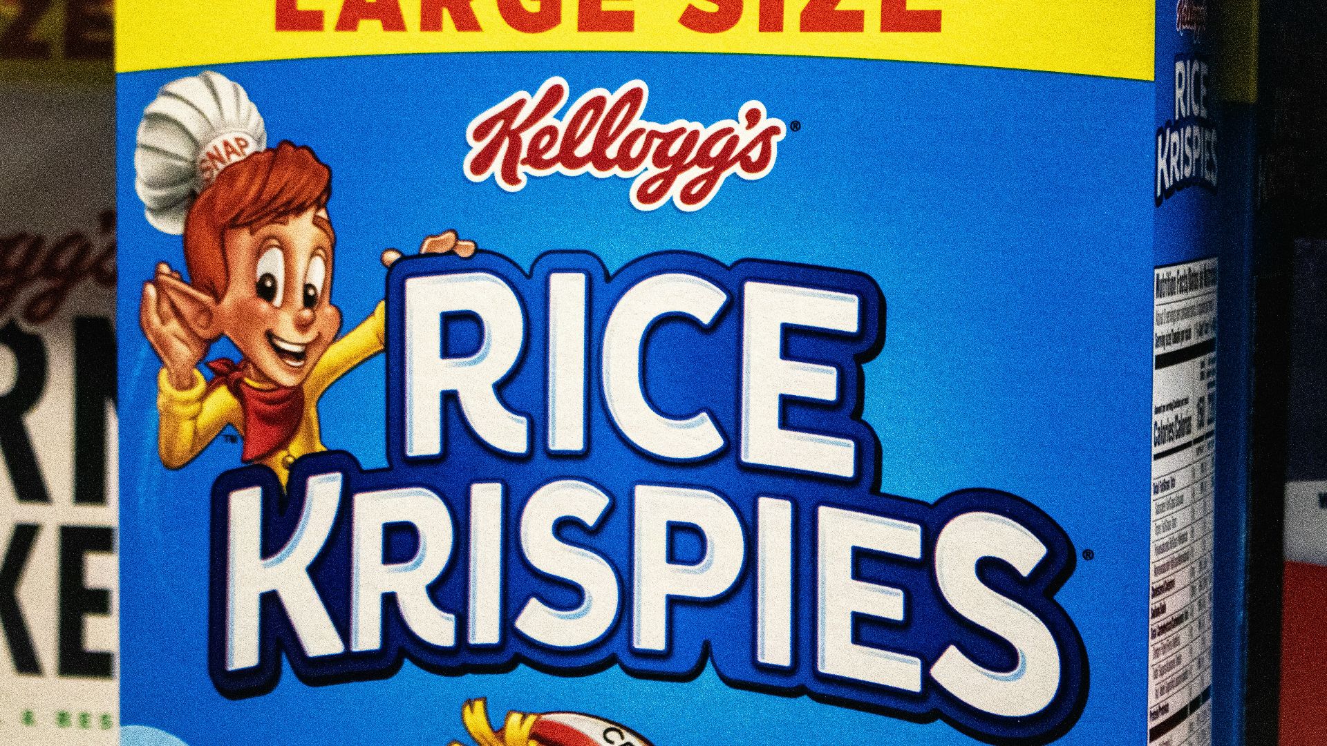 Kellogg's rice krispies box.