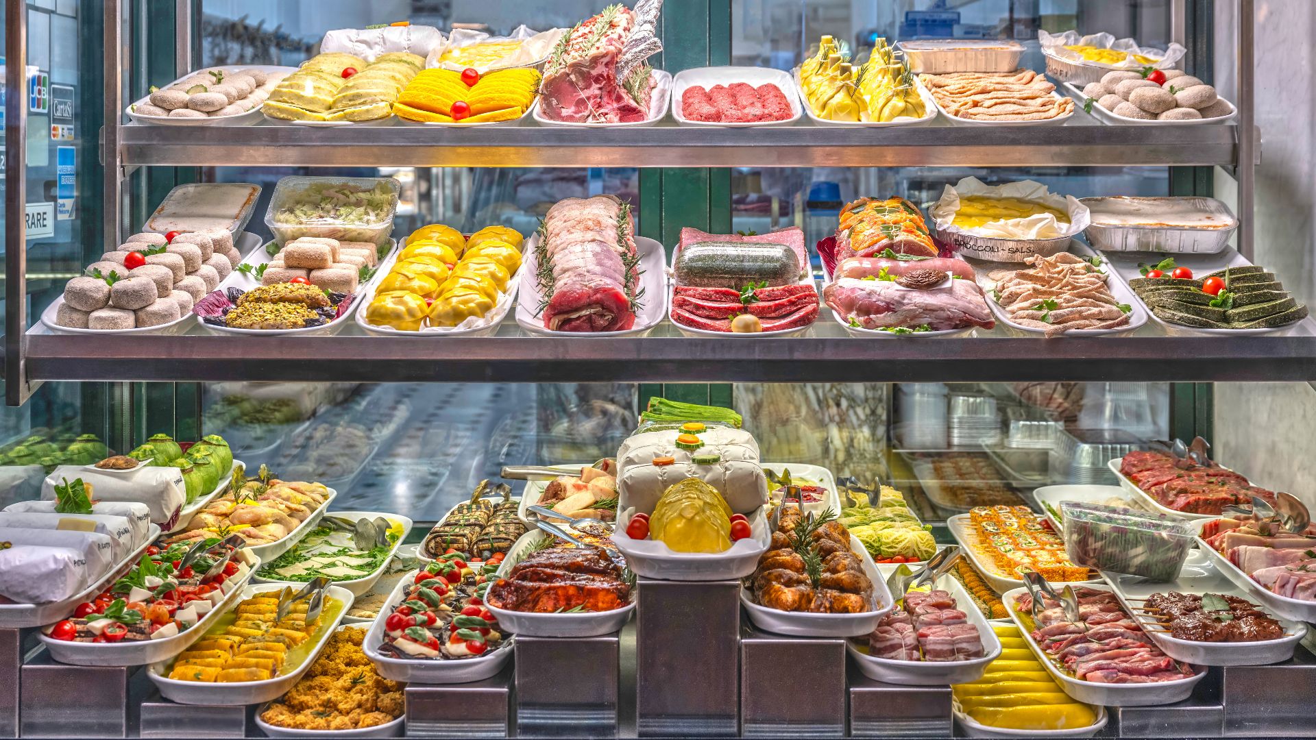 File:Prepared food display in an Italian deli in Rome.jpg