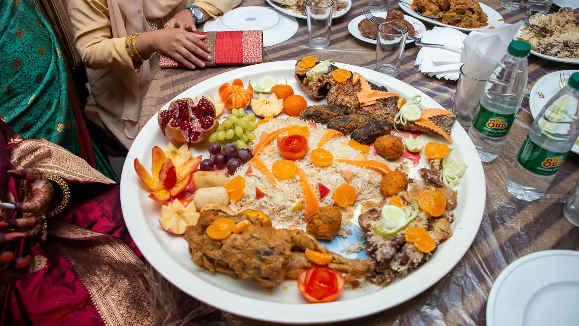 a large plate of food on a table
