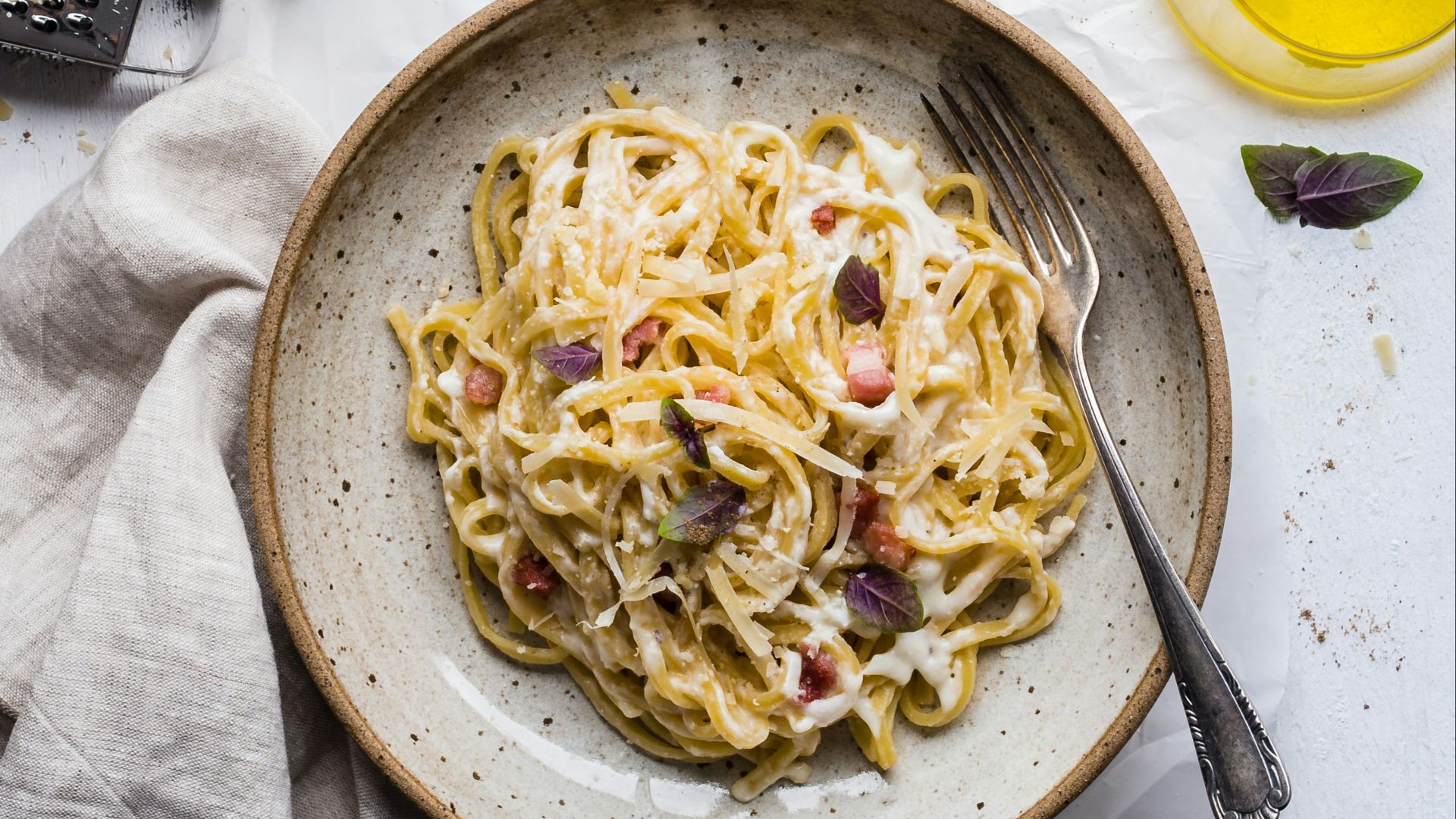 pasta on plate with fork