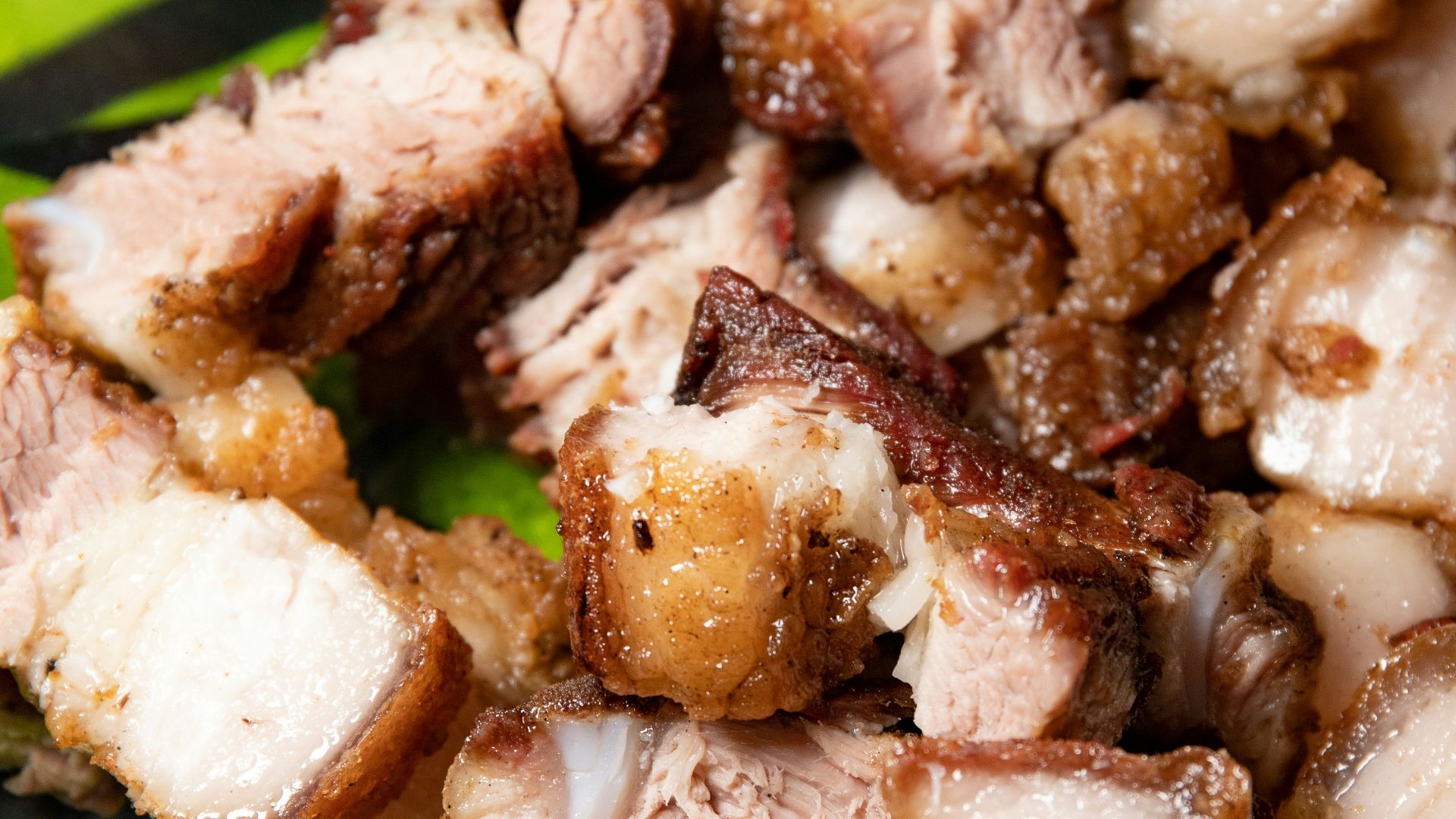 cooked food on green plate