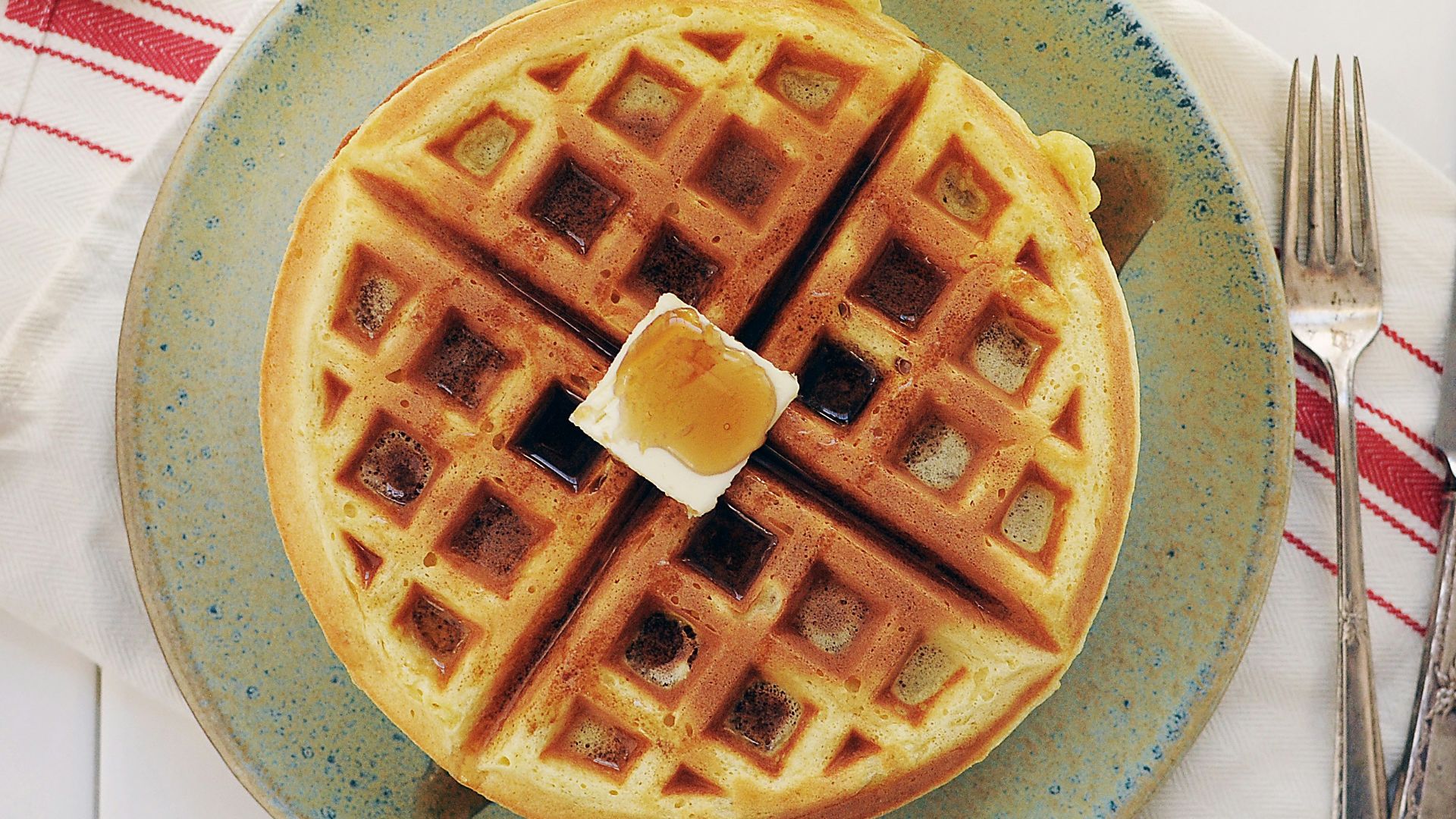 waffle on gray ceramic plate