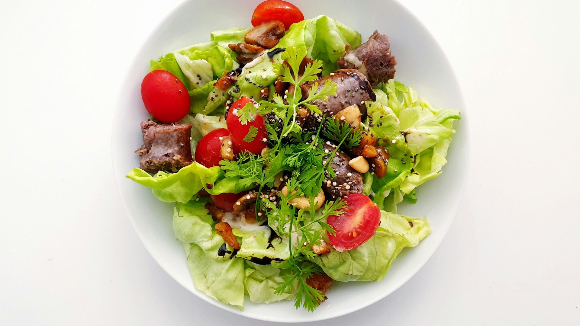 vegetable salad on white ceramic plate