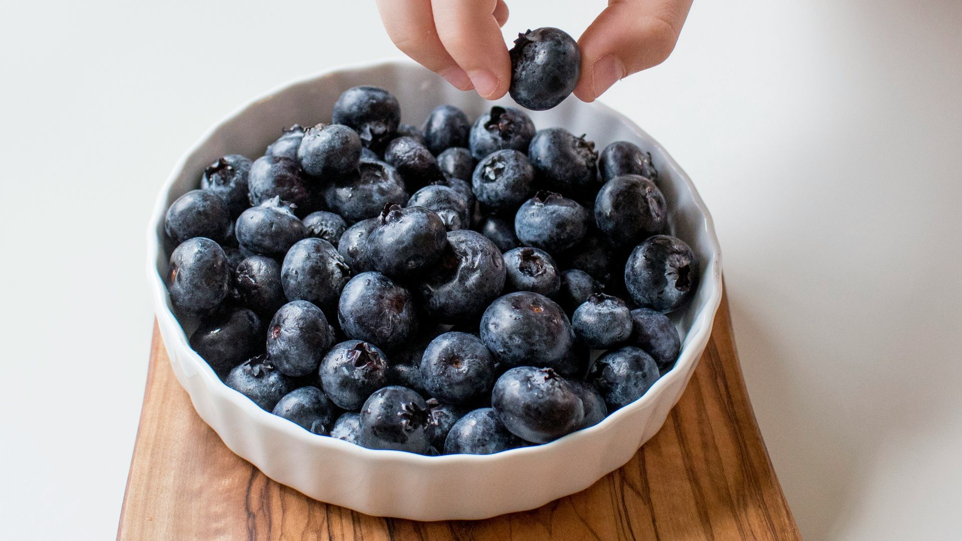 person holding bowl of black berries