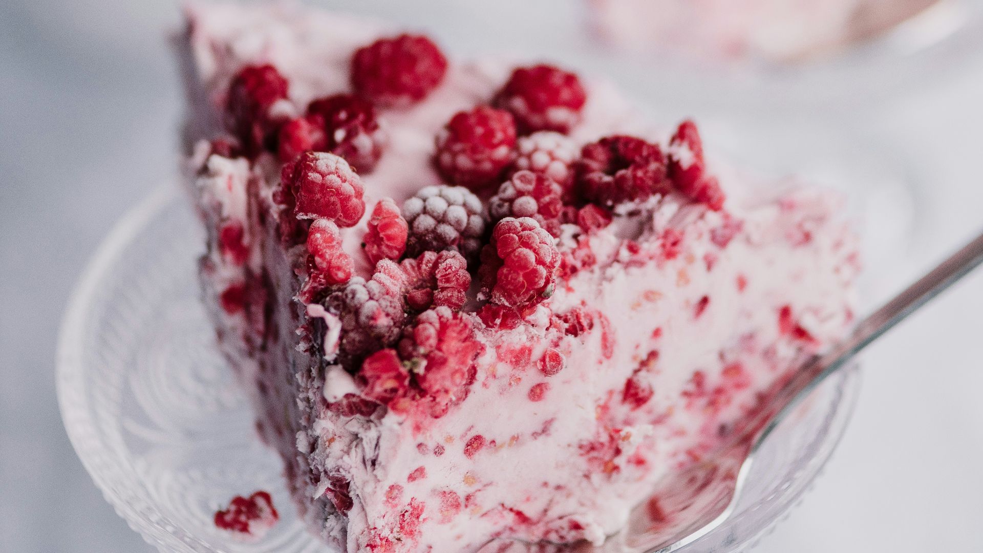 a close up of a piece of cake on a plate