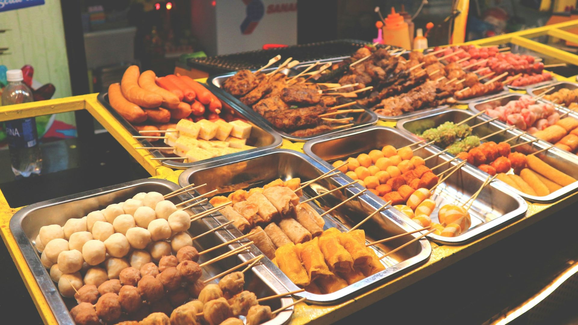 assorted foods on tray display