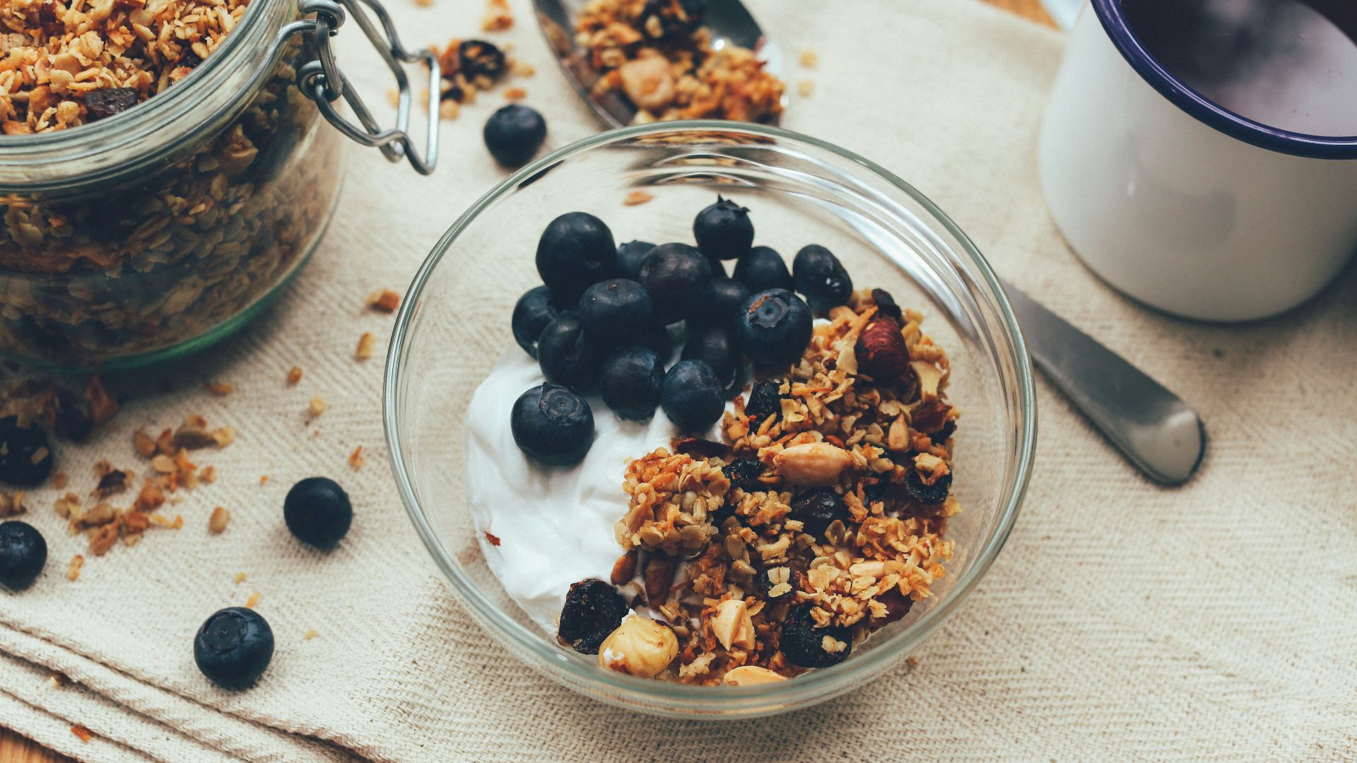 berry and nuts in clear glass bowl