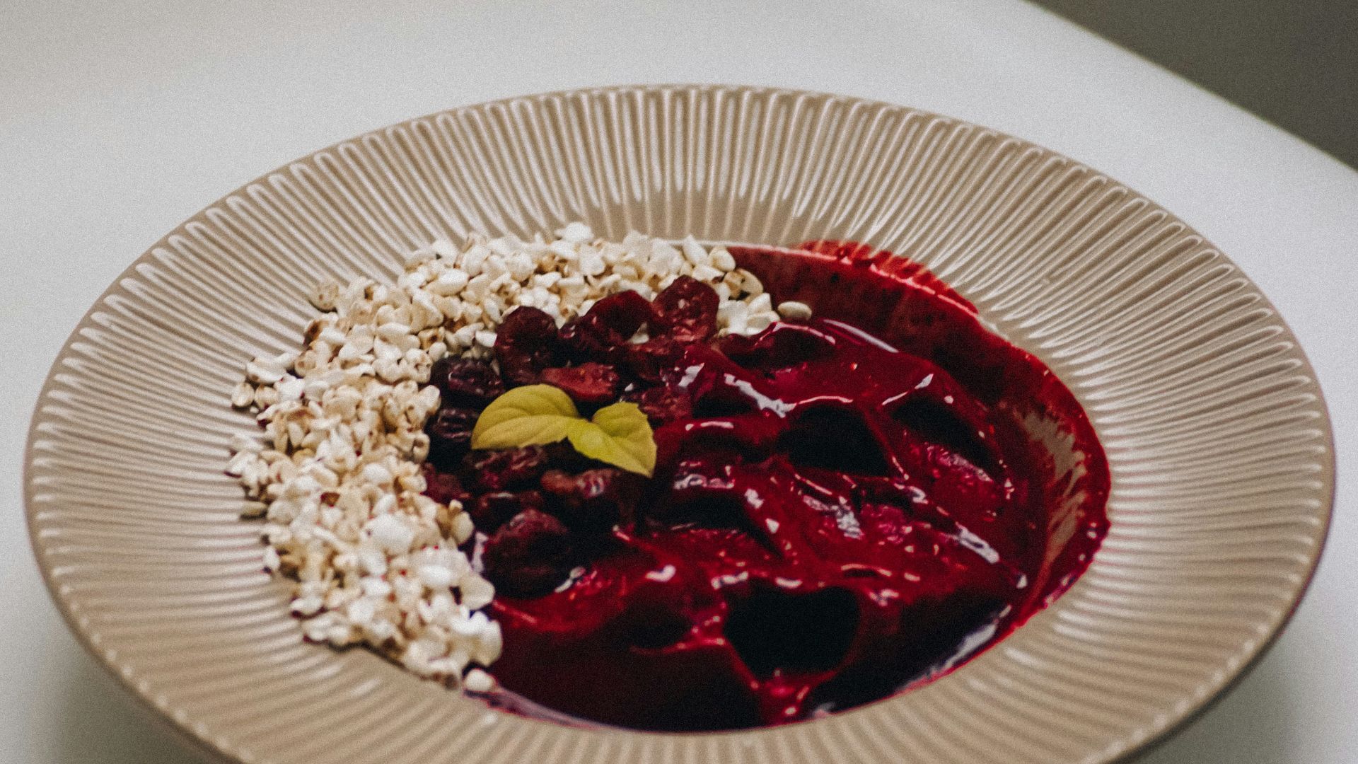 a plate of food on a white table