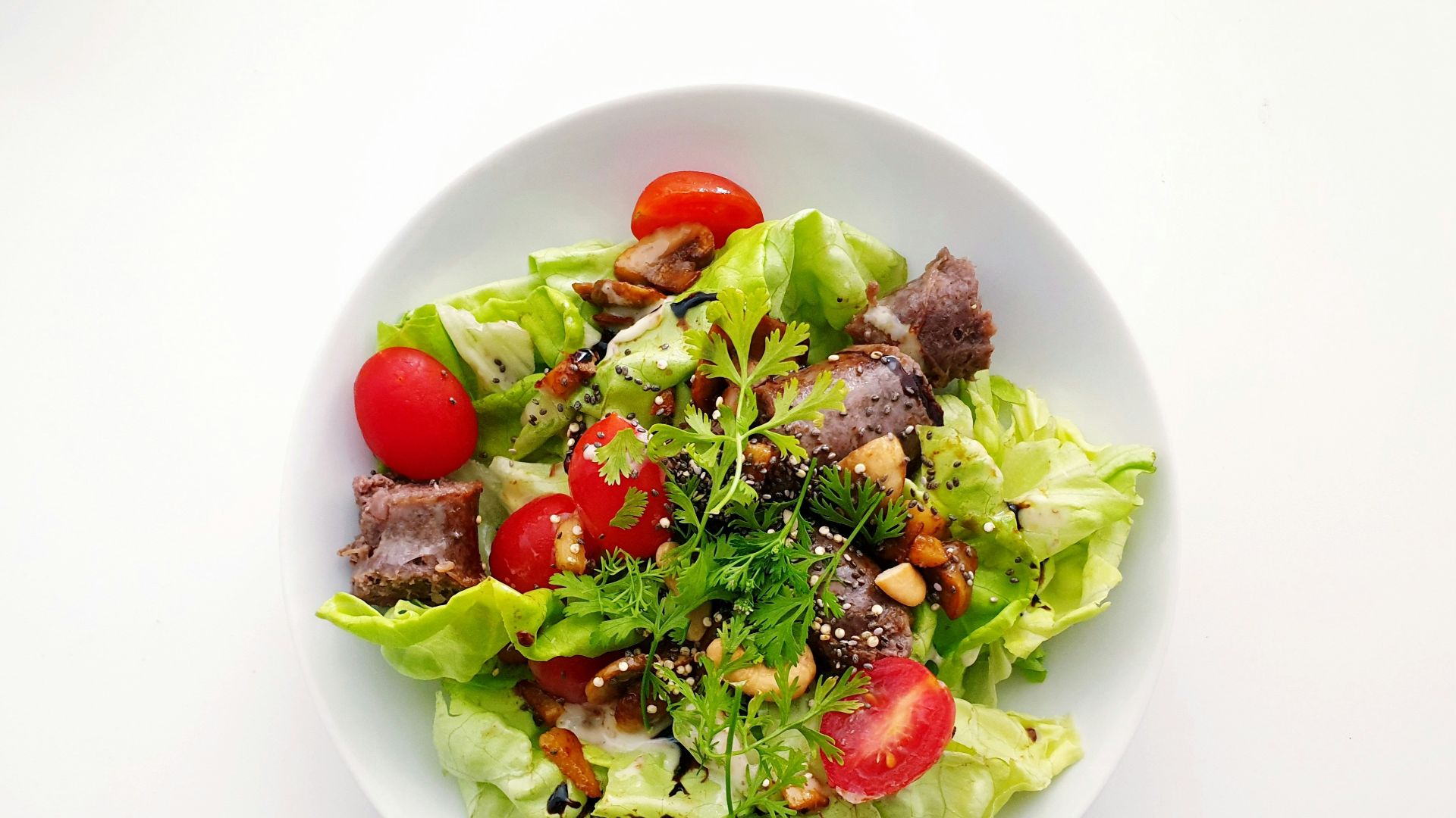 vegetable salad on white ceramic plate