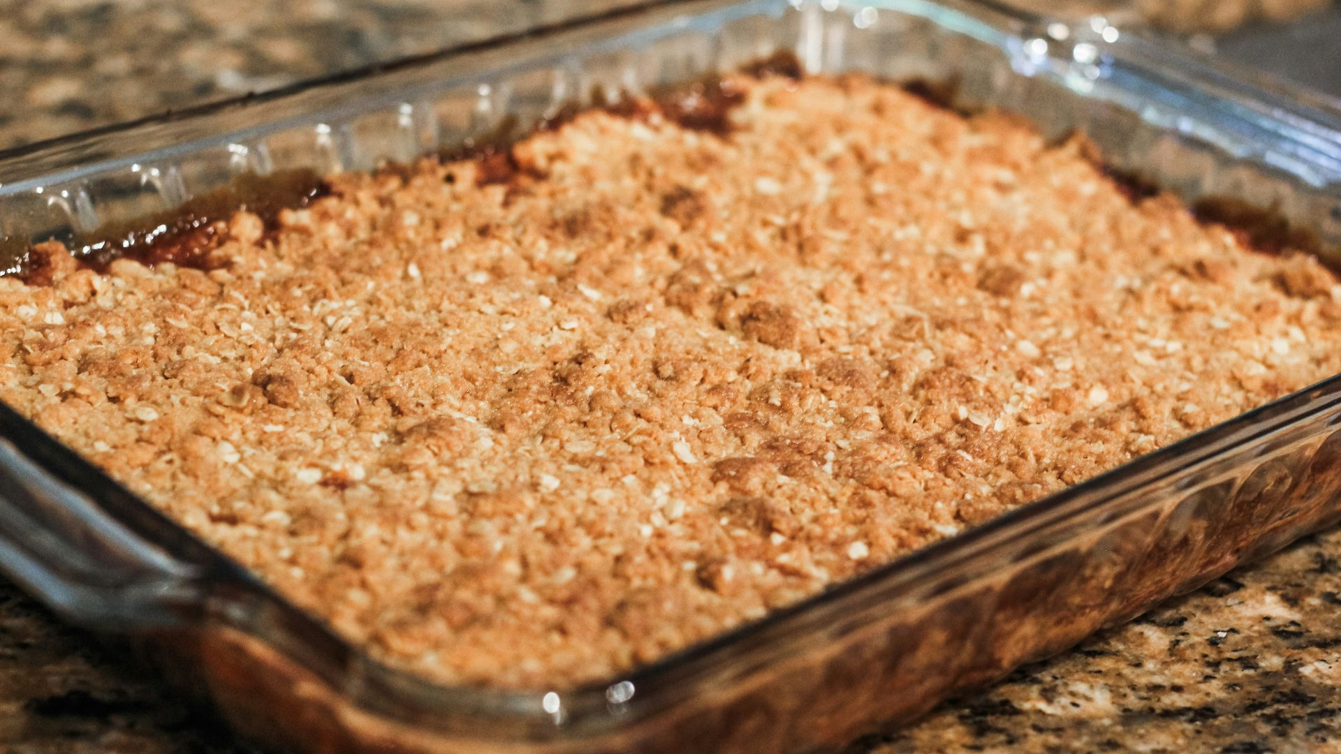 a casserole dish filled with food on a counter