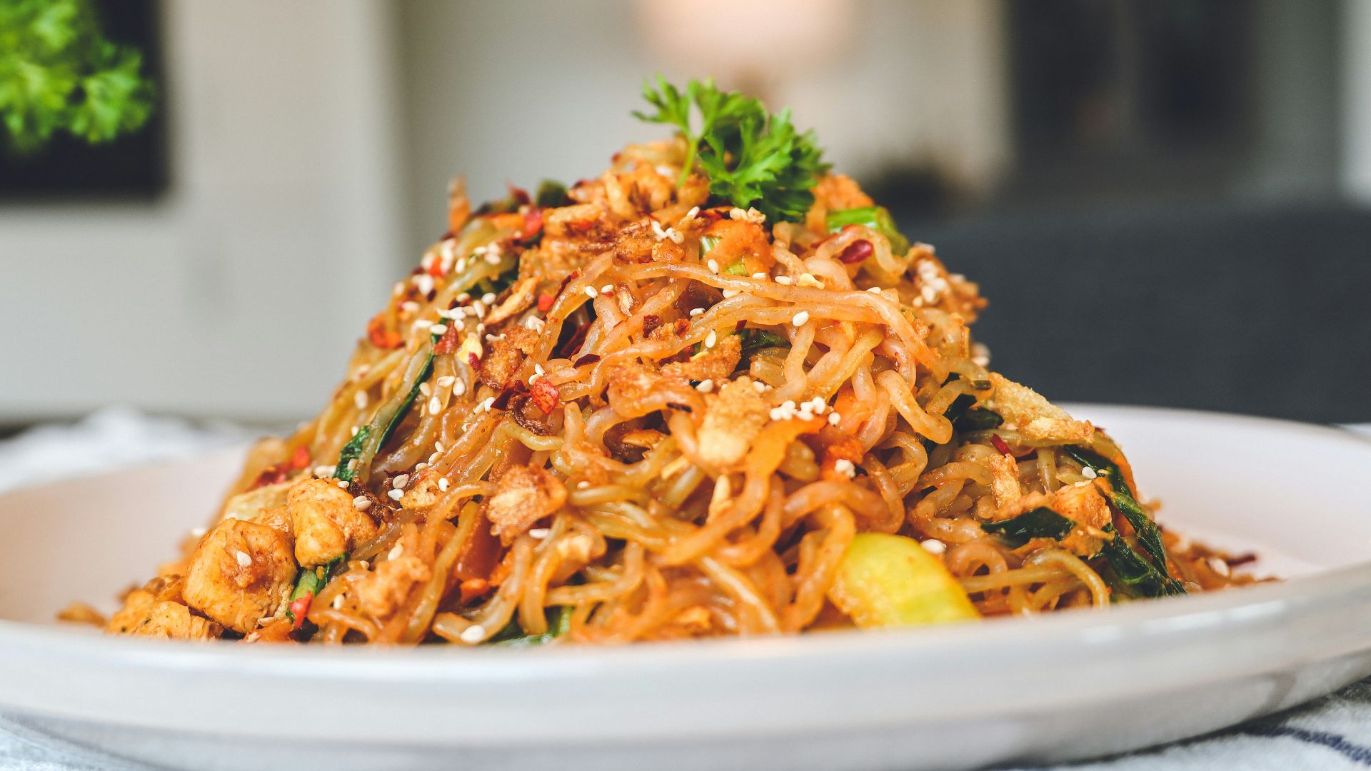 pasta dish on white ceramic plate